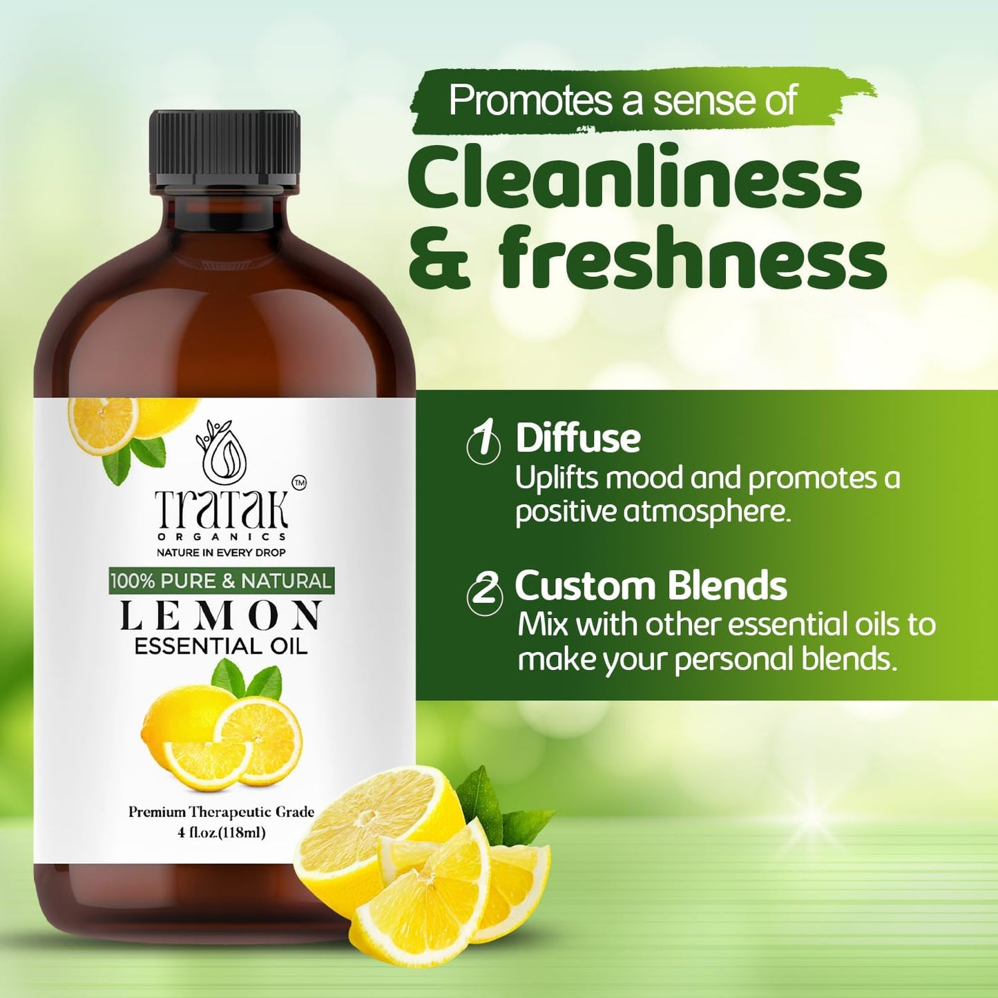 Lemon Essential Oil with Glass Dropper - Huge 4 Fl Oz - 100% Pure and Natural Lemon Oil - Premium Grade Essential Oils for Diffuser, Aromatherapy, Soap and Candle Making