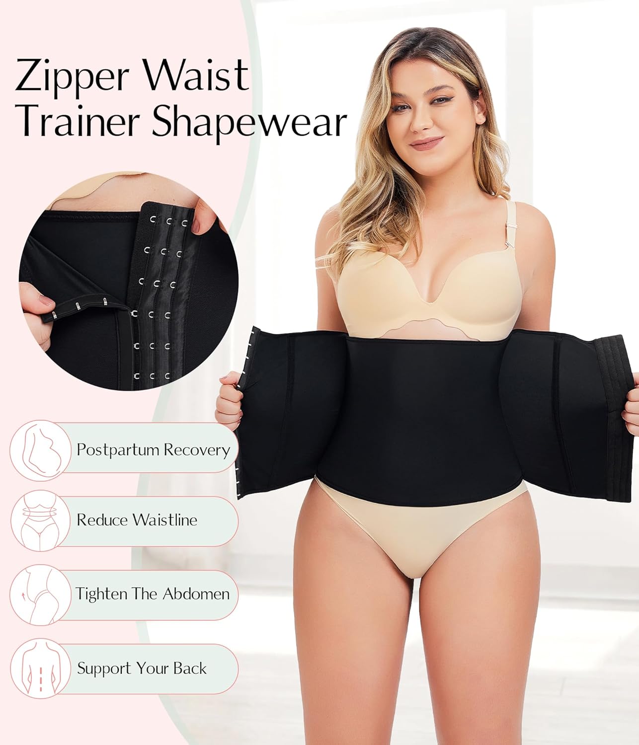 MERYOSZ Waist Trainer Corset Zipper Tummy Control Shapewear Breathable Waist Cincher for Women Body Shaper Sport Girdle