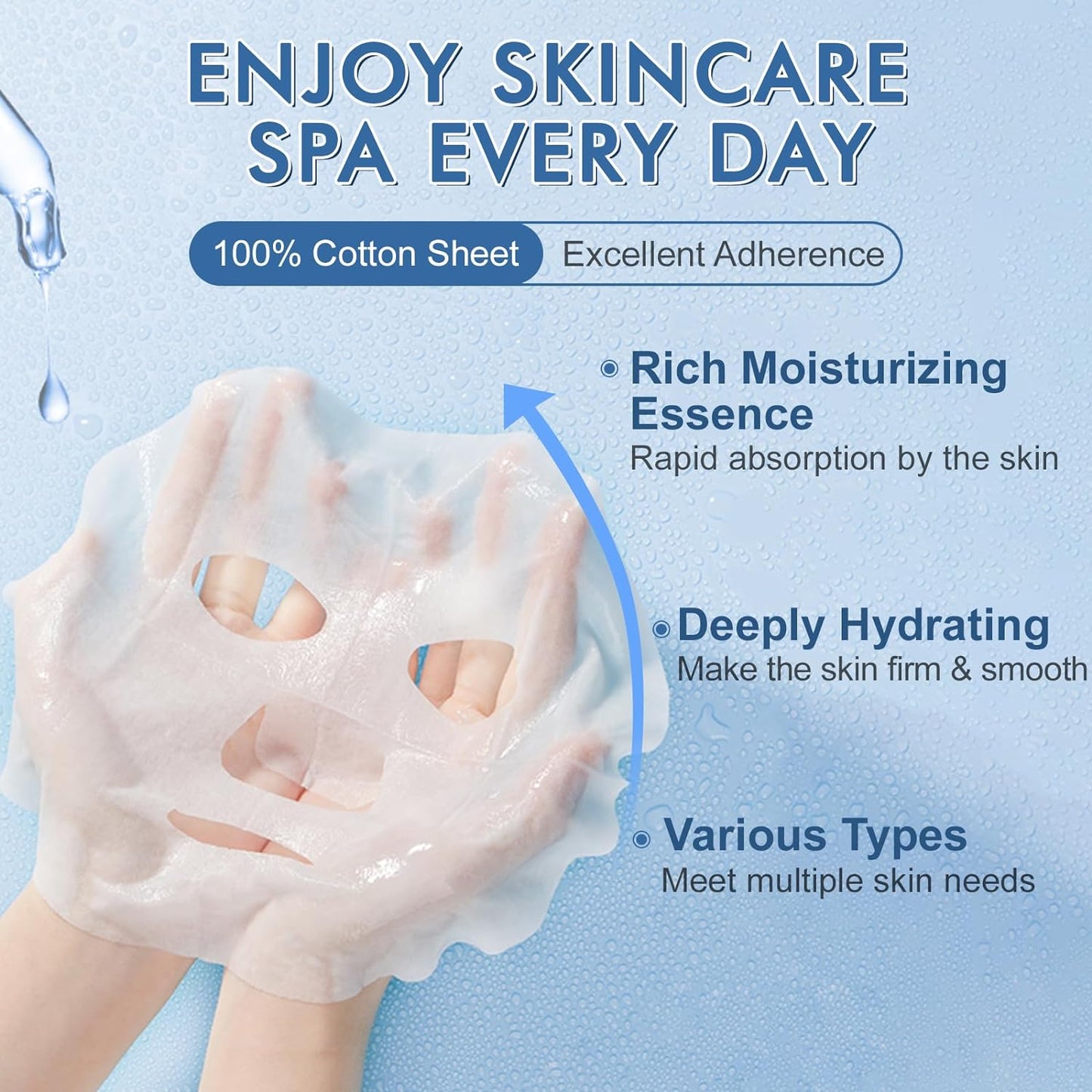 9 Pack Collagen Face Masks Skincare for Women, Hydrating Sheet Face Masks Suitable for All Skin Types, Bulk Facial Masks for Women Skin Care, Face Mask Gifts Set for Spa Party