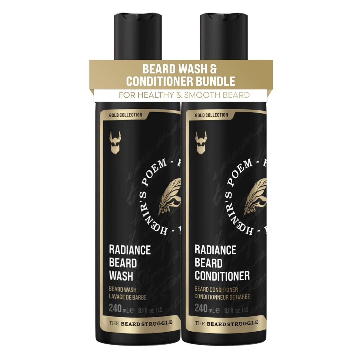 The Beard Struggle - Radiance Beard Wash & Conditioner Bundle - Gold Collection - Pack of 2, Hoenir's Poem - Nourish, Cleanse, Softens, & Strengthens Beard - Beard Wash and Conditioner for Men