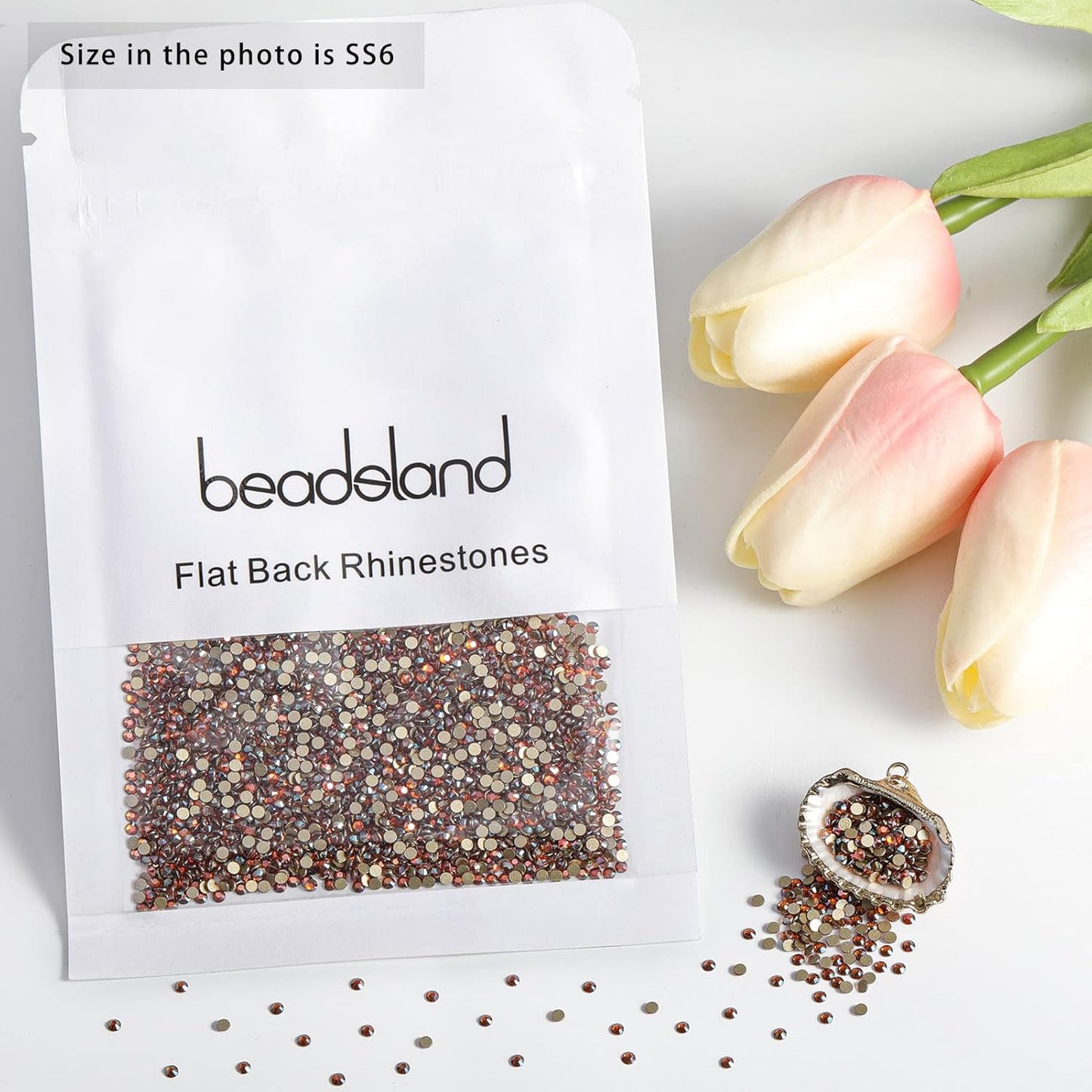 Beadsland Flat Back Crystal Rhinestones Round Gems,Amber,1.9-2.1mm,SS6/1440pcs