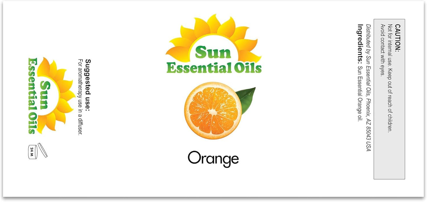 Sun Essential Oils - Sweet Orange Essential Oil 16 oz for Diffusers, Hair, Skin Care, Aromatherapy Massage, Candle, Soap, Lotion & Cleaning Products Making, Citrus Scent for Home