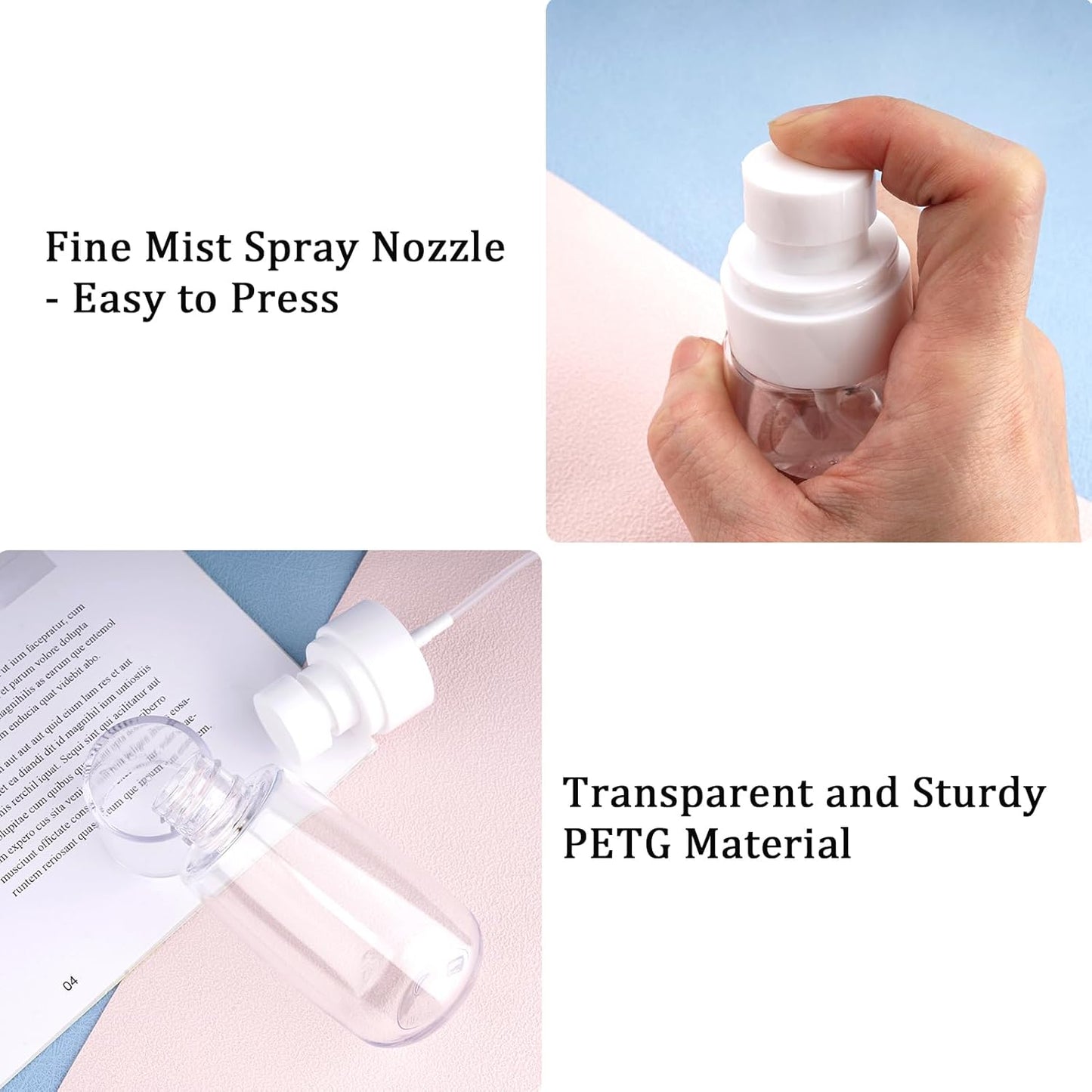 Cosywell Travel Spray Bottle TSA Approved 2oz 60ml 3 Pack Leak Proof Fine Mist Spray Bottles Empty Plastic Refillable Spray Bottle for Perfume Essential Oils Toners Rose Water Cosmetics(3Clear)