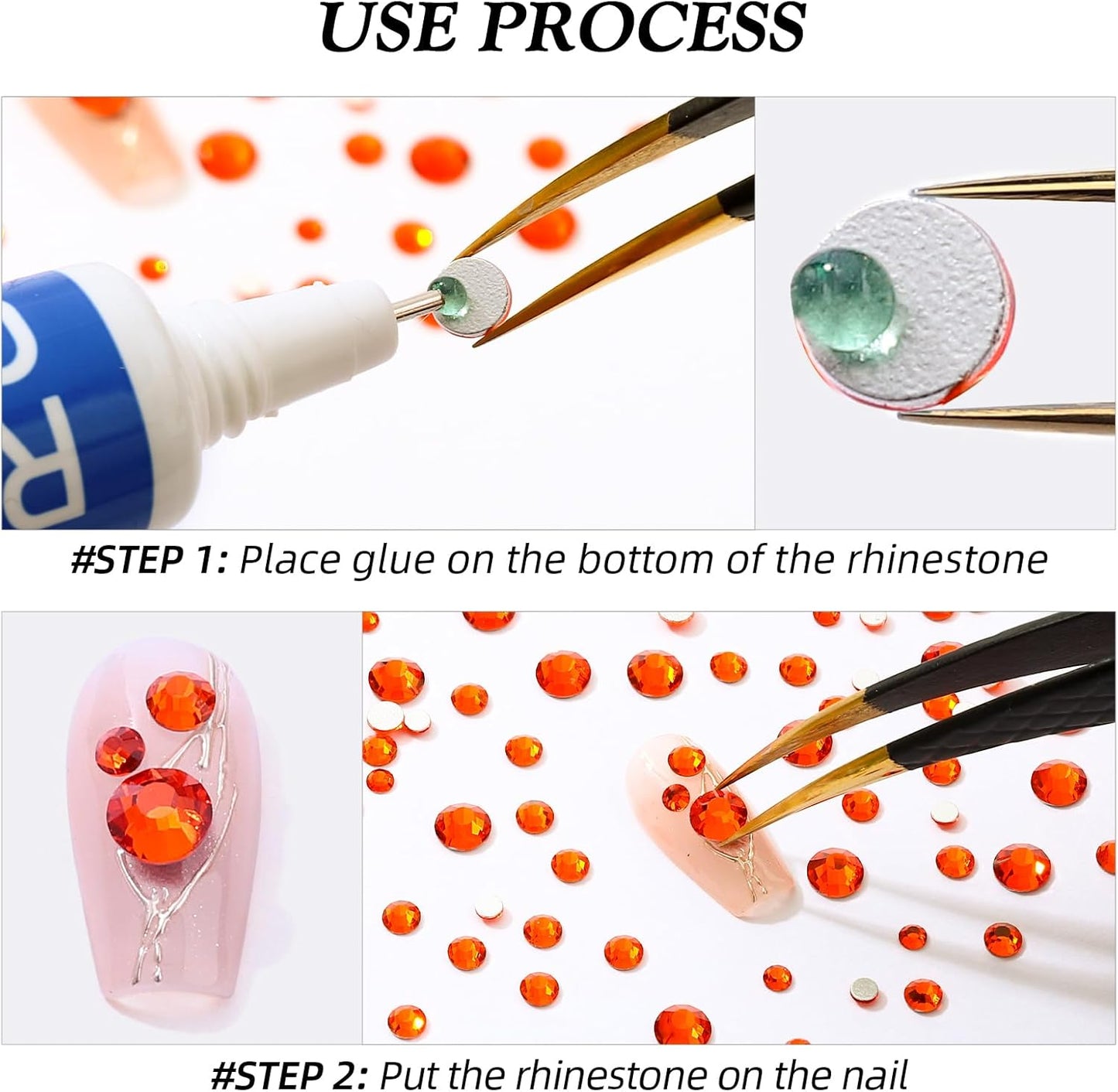 Hyacinth Flatback Rhinestones, Glass Rhinestones for Nail Art and Craft, Glue Fix, Loose Crystal Gemstones(Orange, SS10, 2880pcs, 2.7-2.8mm)