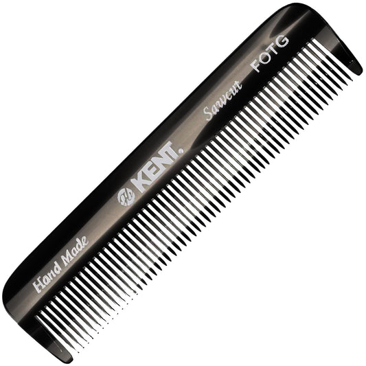 Kent FOT Black Graphite Fine Tooth Beard Comb - 4.5" Handmade Pocket Travel Comb for Men - Styling Combs for Fine or Thinning Hair, Mustache and Beard Care and Hair Care Kent