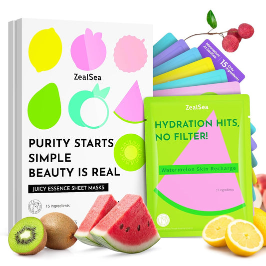 ZealSea Clean Beauty Face Masks Skincare, Minimalism 15 Ingredients Sheet Mask, Dopamine Color Design Facial Mask, Sleepover & Slumber Spa Party Supplies, Women Teen Girl Gifts Trendy Stuff, 14 Pack