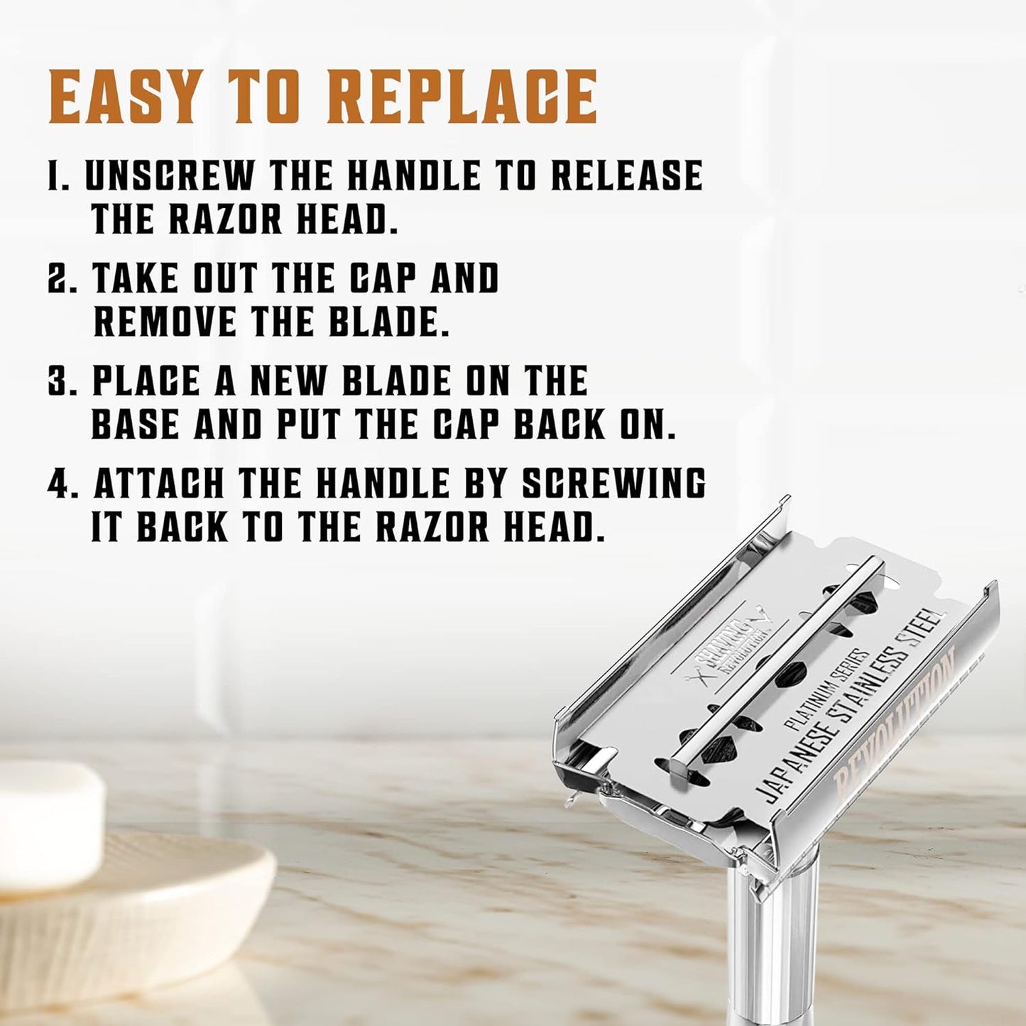 50 Count Double Edge Razor Blades - Men's Safety for Shaving Platinum Japanese Stainless Steel a Smooth, Precise and Clean Shave