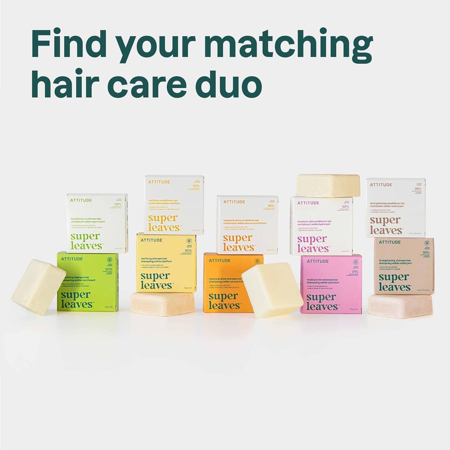 ATTITUDE Clarifying Shampoo Bar, Natural Origin, for Greasy and Oily Hair, Jojoba Oil & Yellow Clay, EWG Verified & Clean ingredients, Vegan, Earl Grey & Fresh Cucumber, 4 Oz