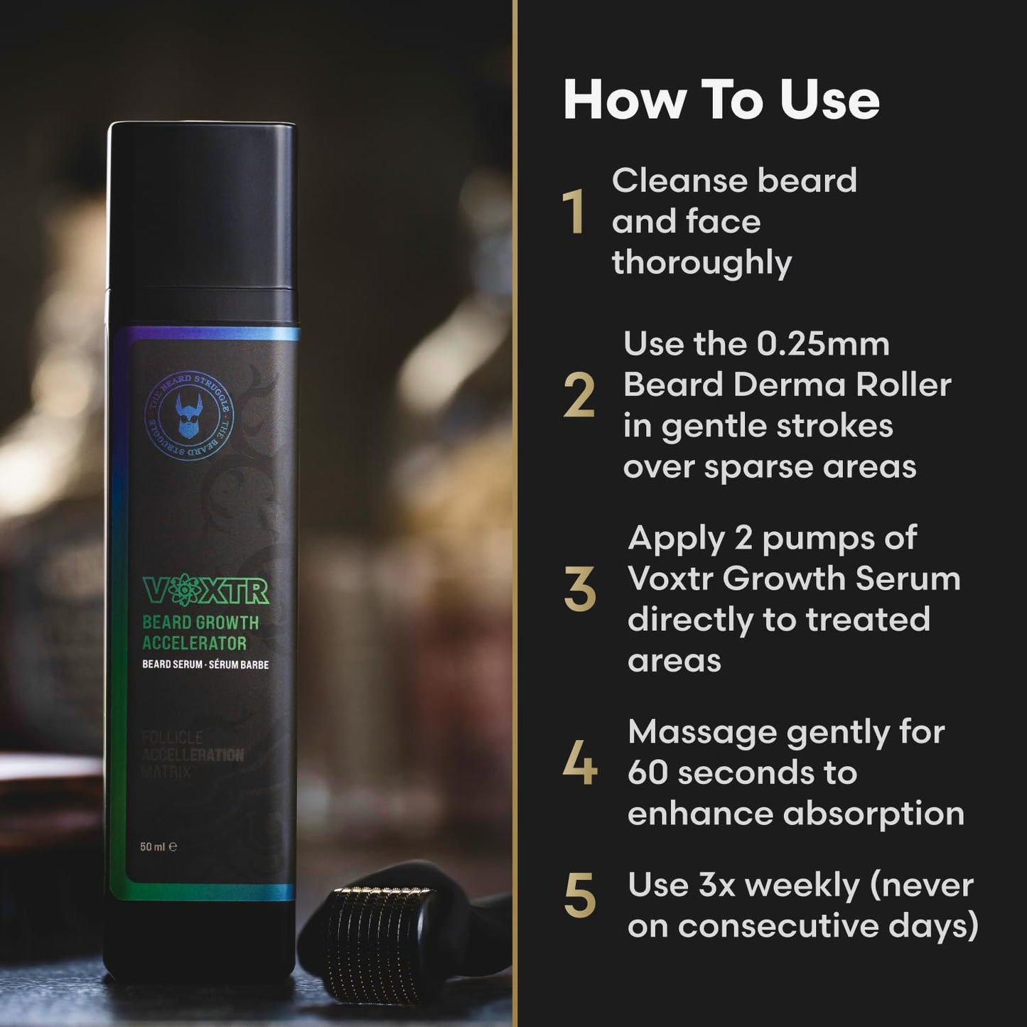 The Beard Struggle Voxtr Beard Growth Serum with Follicle Acceleration Matrix - Beard Serum, 1.69 Fl. Oz. US