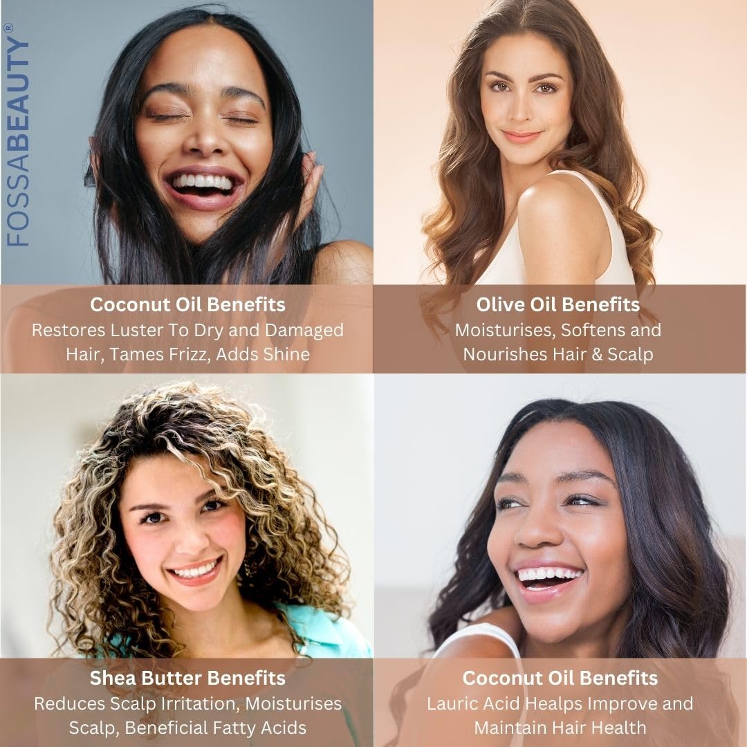 Fossa Nourishing Coconut Oil Hair Treatment with Shea Butter | Lightweight, Paraben Free, Prevents Split Ends, Reduces Breakage, Adds Shine & Frizz Control for All Hair Types | 100ml, 3.4 fl. oz.