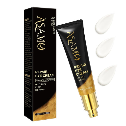 ASAMO Retinol Eye Cream – Retinol and Peptides for Fine Lines, Puffiness, and Under-Eye Shadows, Anti Aging, Eye Care Daily Wrinkle Cream,1.06 fl.oz