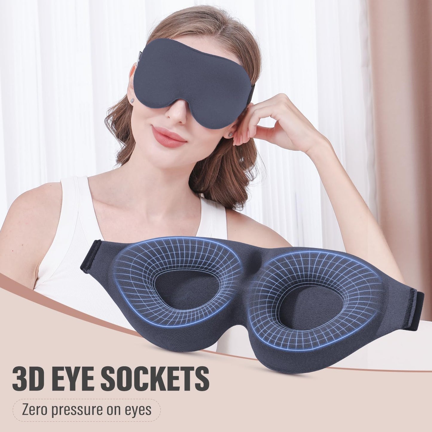 YIVIEW Sleep Mask for Side Sleeper, Complete Light Blocking 3D Sleeping Eye Mask, Soft Breathable Eye Cover for Women Men, Relaxing Zero Pressure Night Blindfold