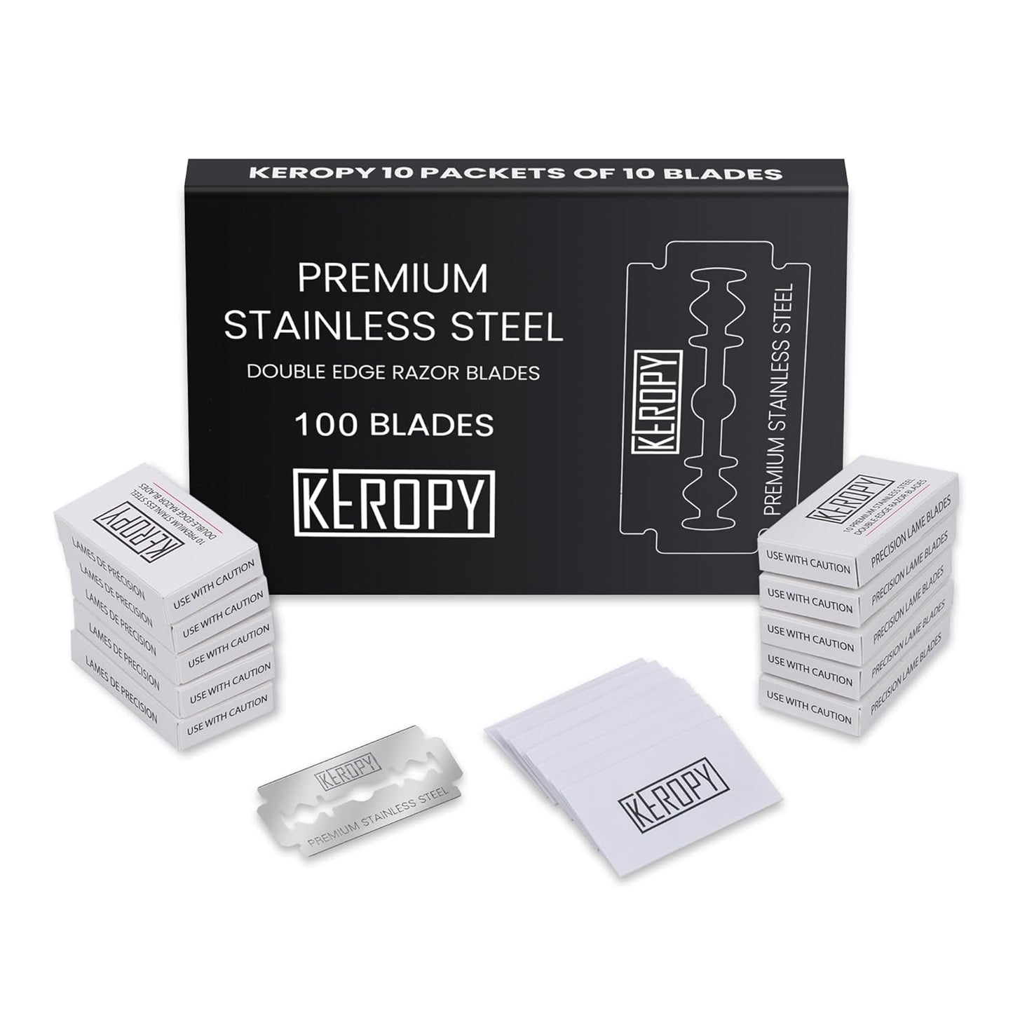 100 Safety Razor Blades - Super Sharp Stainless Steel & Lifetime Supply for Smooth Shaving, Individually Wax-Sealed, Universal Razor Compatibility