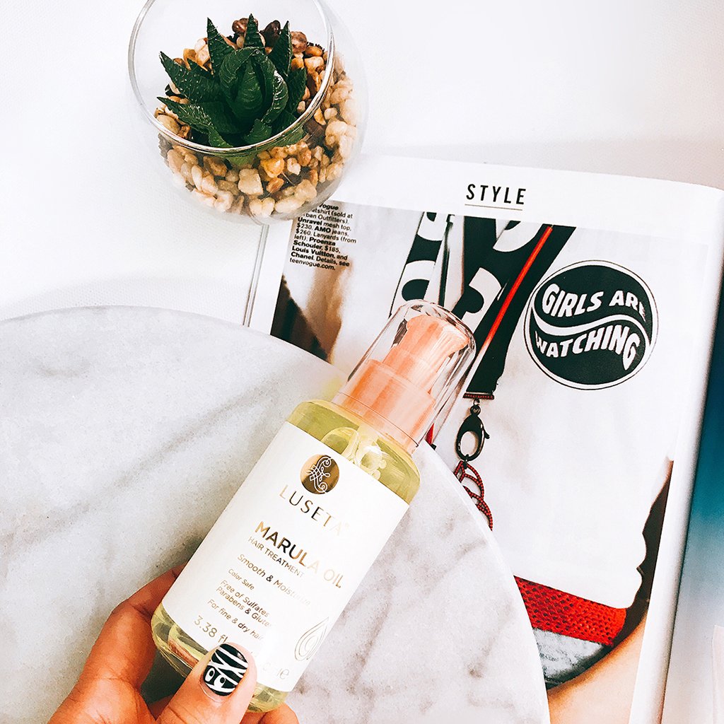 Luseta Marula Oil Hair Treatment for Fine & Dry Hair Serum Smoothing Hair Adding Shine and Nourishing Scalp 3.38oz