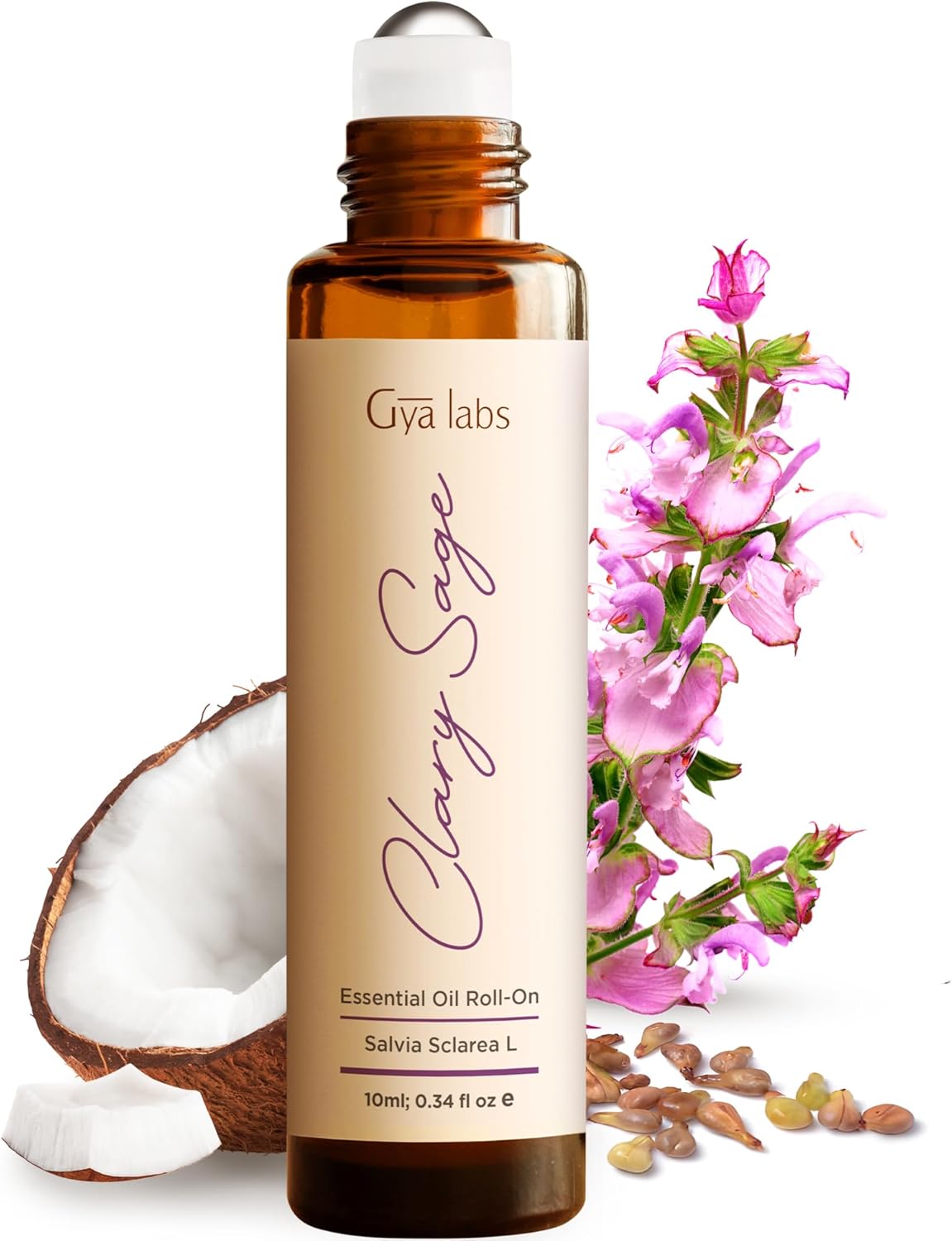 Gya Labs Clary Sage Essential Oil Roll on for Skin Nourishing, 100% Pure Natural Aromatherapy Oil Roller, Soothing & Balancing, Travel Size (0.34 Fl Oz)