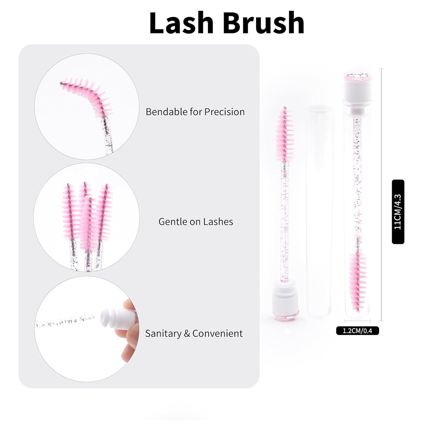i-Laesh 10-Piece Disposable Mascara Wands with Tube - Diamond Spoolies for Eyelash & Eyebrow Makeup - Diamond Black Gold Color Lash Applicator Set