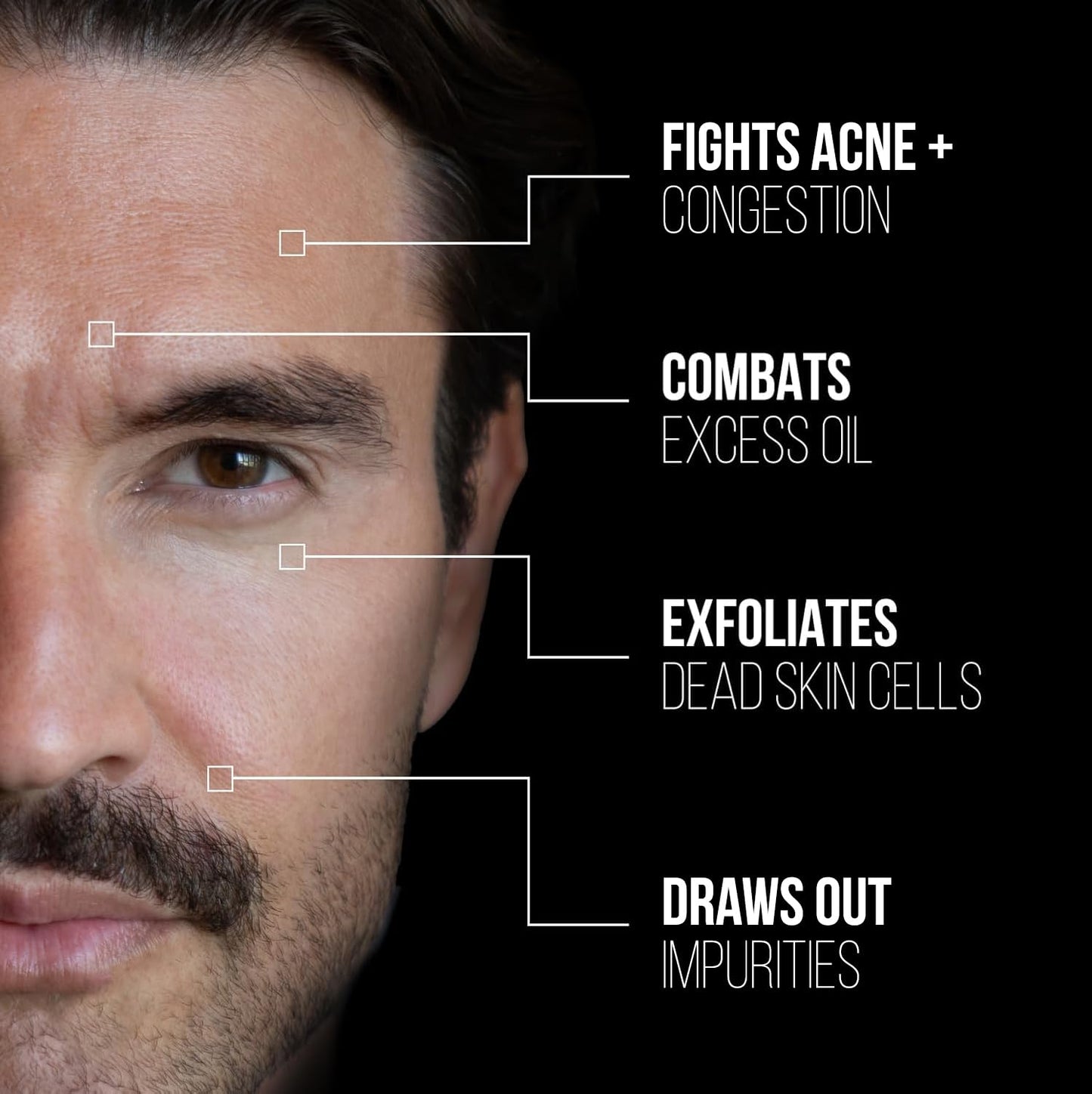 RUGGED & DAPPER - Premium Face Mask for Men - Deep Pore Cleansing Treatment - Fights Blackheads + Acne + Excess Oil - USA Made with Natural Kaolin Clay - 5.5 Oz