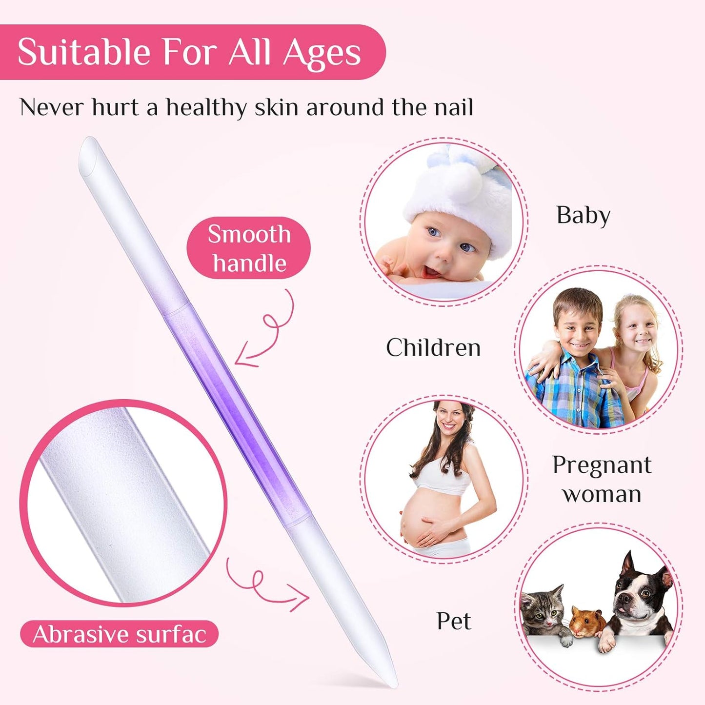 Maitys 6 Pieces Glass Cuticle Pusher Glass Cuticle Stick Set Double Sided Crystal Nail Files Precision Manicure Pedicure Pusher Tools(Pink, Blue, Purple, Orange, Yellow, Green)