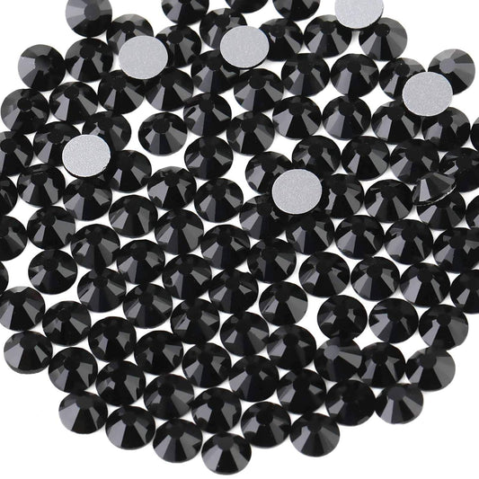 beadsland Flat Back Crystal Rhinestones Round Gems, Black (6.4-6.6mm) SS30/288pcs