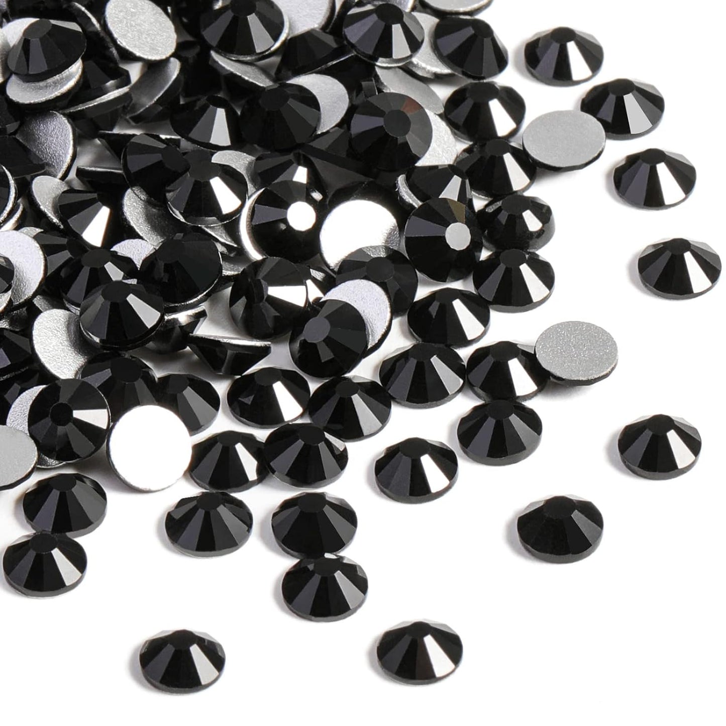 beadsland Flat Back Crystal Rhinestones Round Gems, Black (6.4-6.6mm) SS30/288pcs