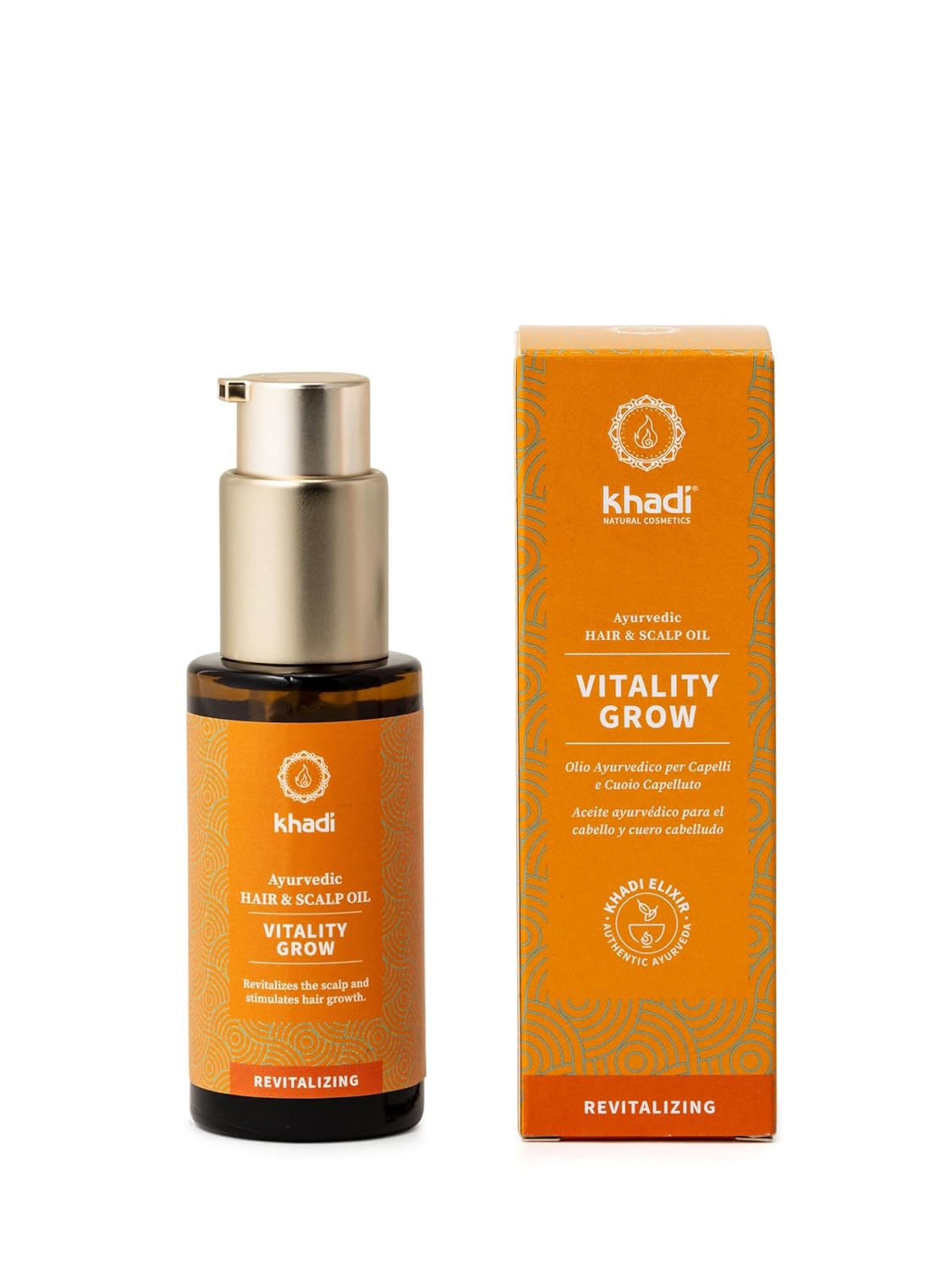 khadi VitalityGrow Hair Oil - Rosemary for more volume & hair growth - against hair loss - 100% natural, herbal, vegan & silicone-free 1.69 fl oz
