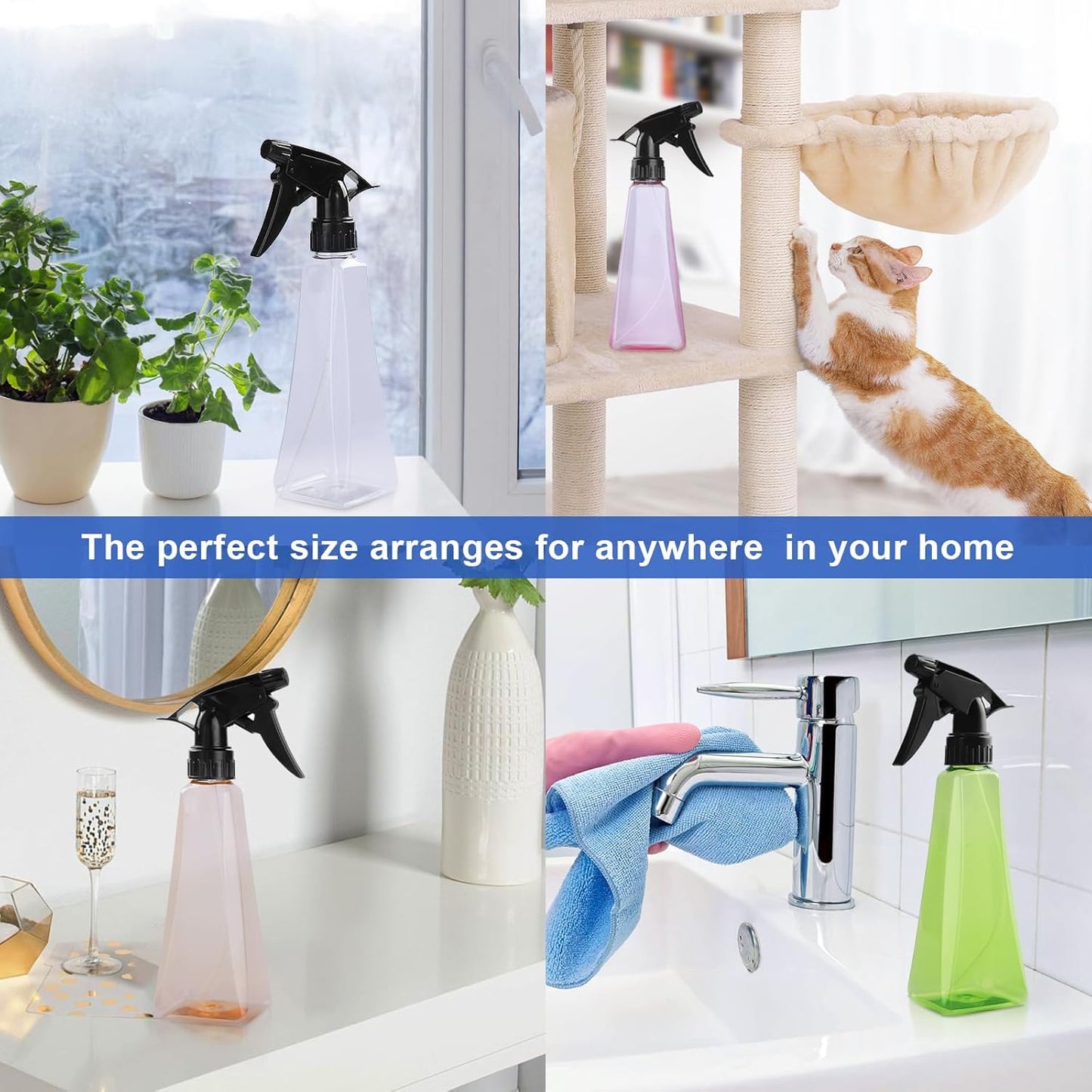 Spray Bottles 12oz/350ml Empty Spray Bottles Refillable Mister Bottle with Multicolor for Cleaning, Plants, Hair, Cooking