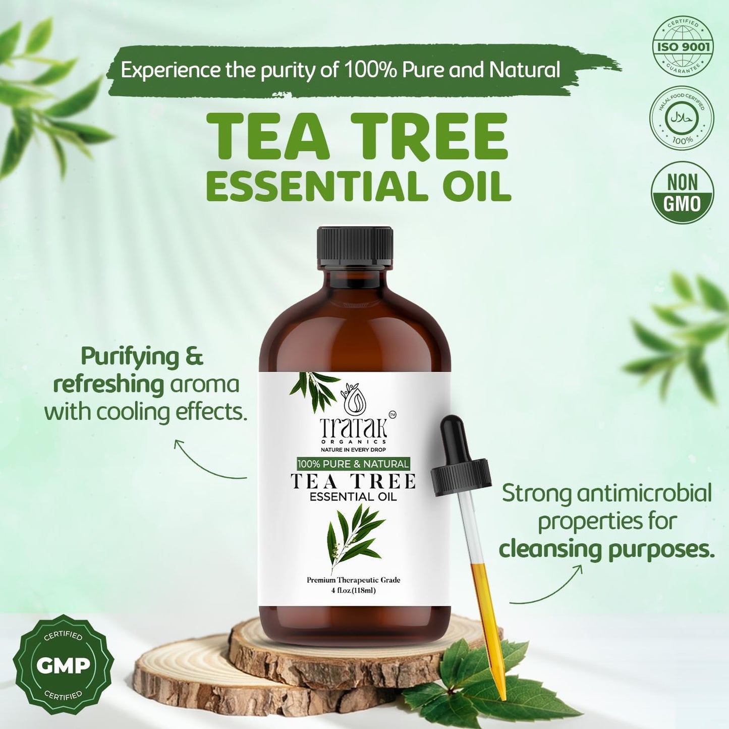 Tea Tree Oil for Skin, Hair & Toenails - 4 Fl Oz - 100% Pure Natural Tea Tree Essential Oil (Australian Melaleuca) for Potency - Used in General Wellness, Aromatherapy & DIY Soap