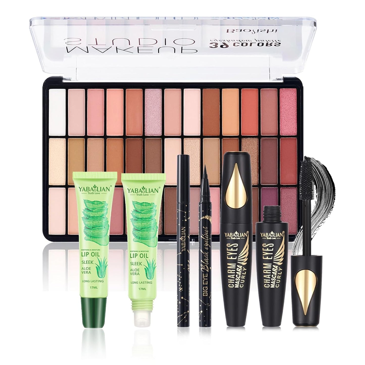 All in One Professional Makeup Kit for Women Girls Holiday Makeup Gift Sets Xmas Essential Bundle Include Eyeshadow Palette Lipstick Blush Concealer Eyeliner Mascara Brush Eyebrow Pencil