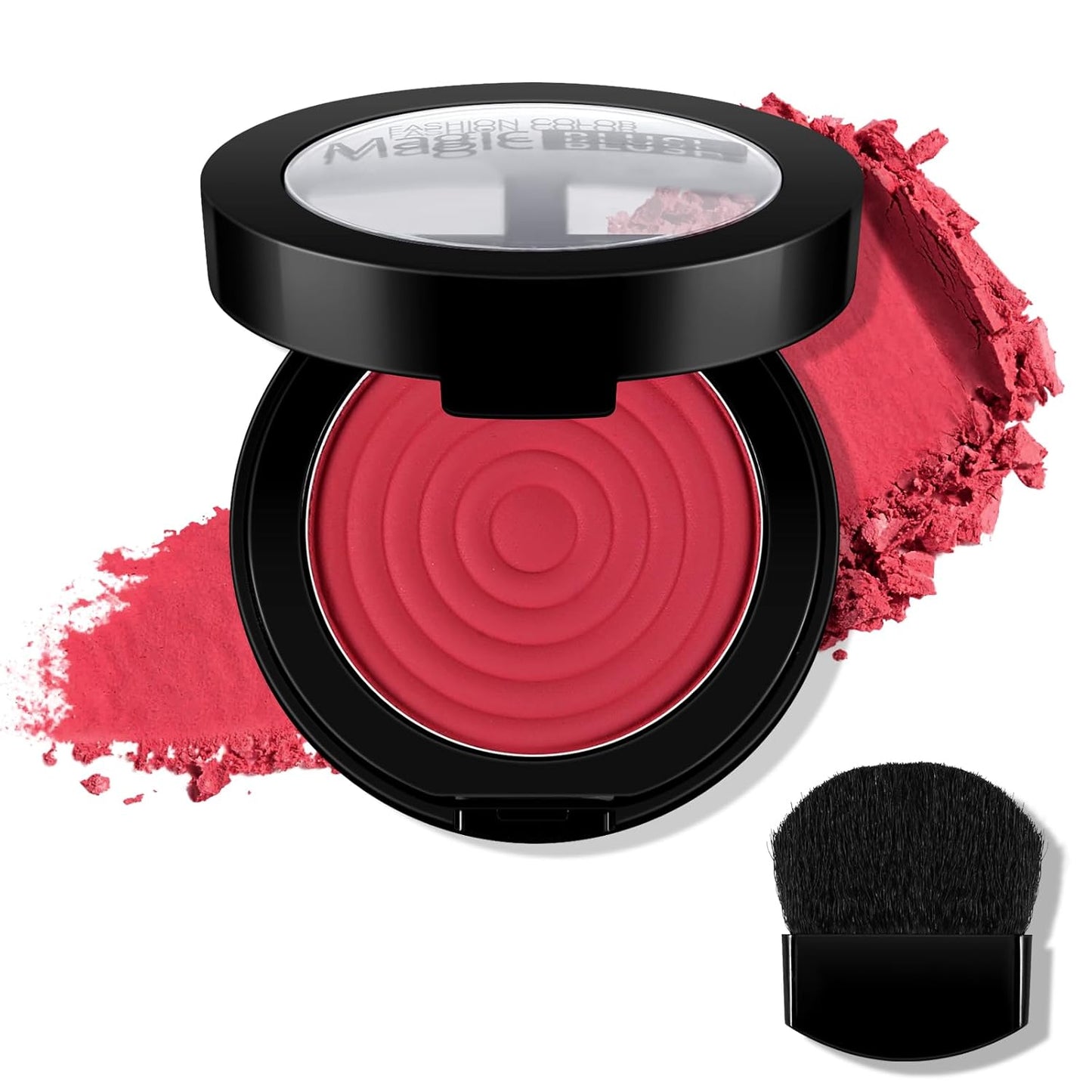 Boobeen Soft Blend Powder Blush for Cheeks, Buildable Color Matte Smooth Blush Palette Compact Blush Powder Makeup, Long-lasting Flush Color, with Mirror and Brush