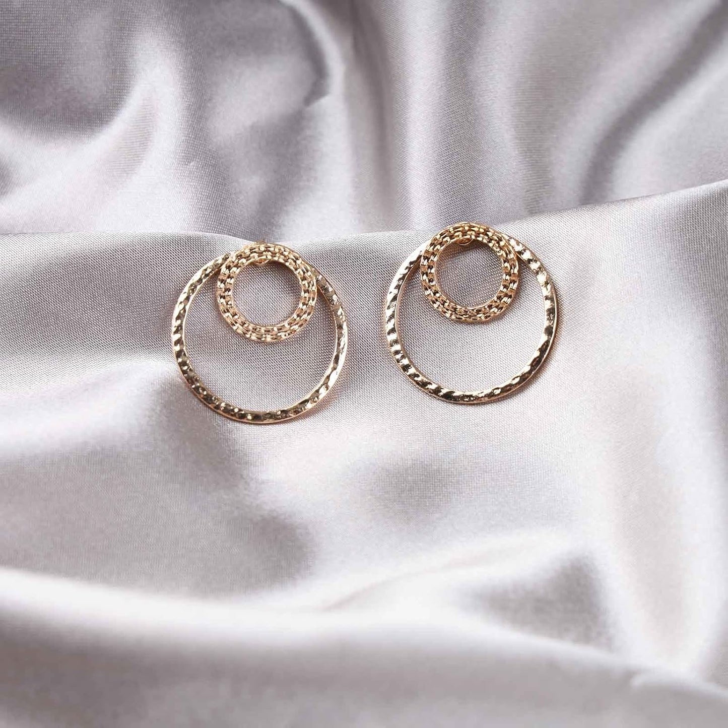 Vintage Crystal Circle Ear Jacket Earrings CZ Hollow Circle Hoop Earrings Gold Circle Earrings Minimalist Geometric Circle Stud Earrings Jewelry for Women