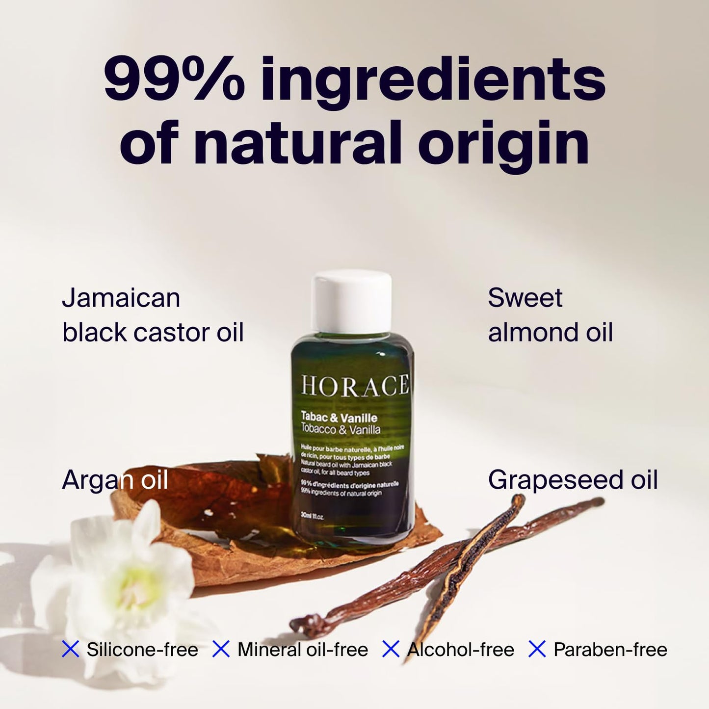 HORACE Tobacco & Vanilla Beard Oil for Men - Conditioner with Argan Oil - Gentle Beard Care for All Skin Types - Woody, Sweet Scent, 1 fl.oz