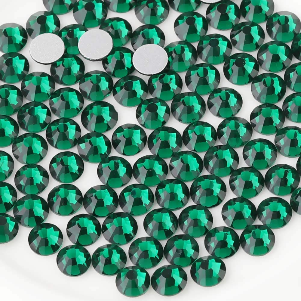 beadsland Flat Back Crystal Rhinestones Round Gems, Emerald (1.3-1.4mm) SS3/1440pcs