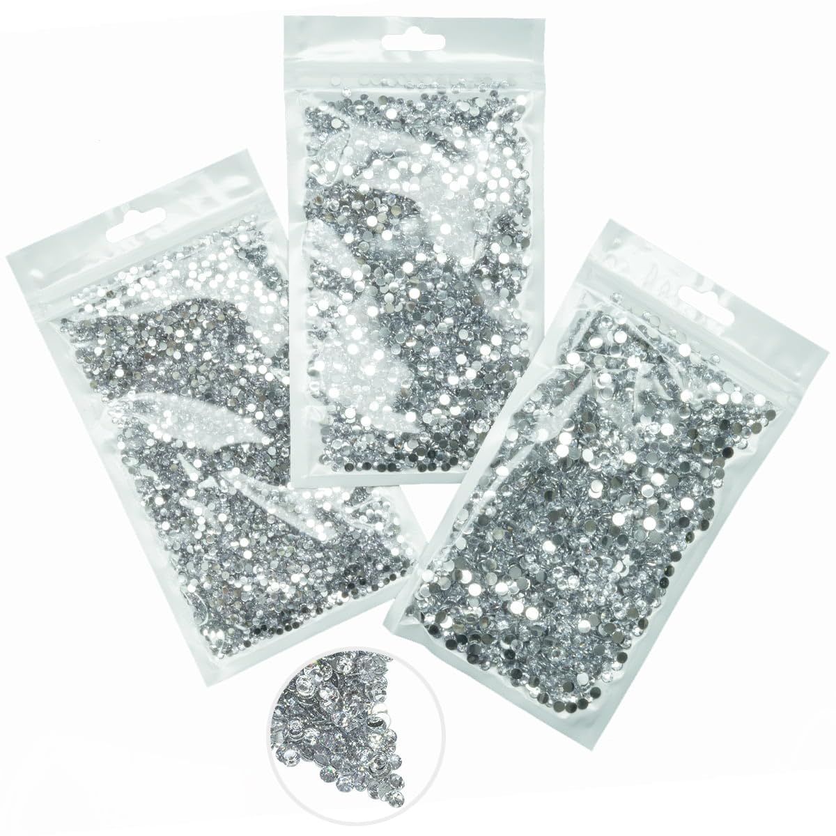 Silver Clear Resin Rhinestones for Crafting Bulk 3mm 4mm 5mm Crystal White Flatback Stones Diamonds Crystals Gems Charms for Face Eyes Makeup Tumblers Bottles DIY Crafts Clothes Shoes Phones