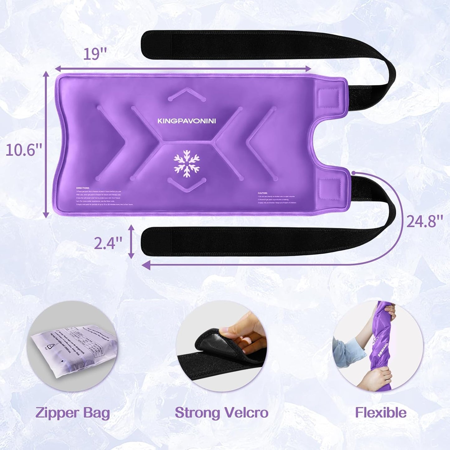 XXL Knee Ice Pack Wrap Around Entire Knee After Surgery, Reusable Gel Ice Pack for Injuries, Large Ice Bags for Pain Relief, Swelling, Sports Injuries, 1 Pack (Purple)