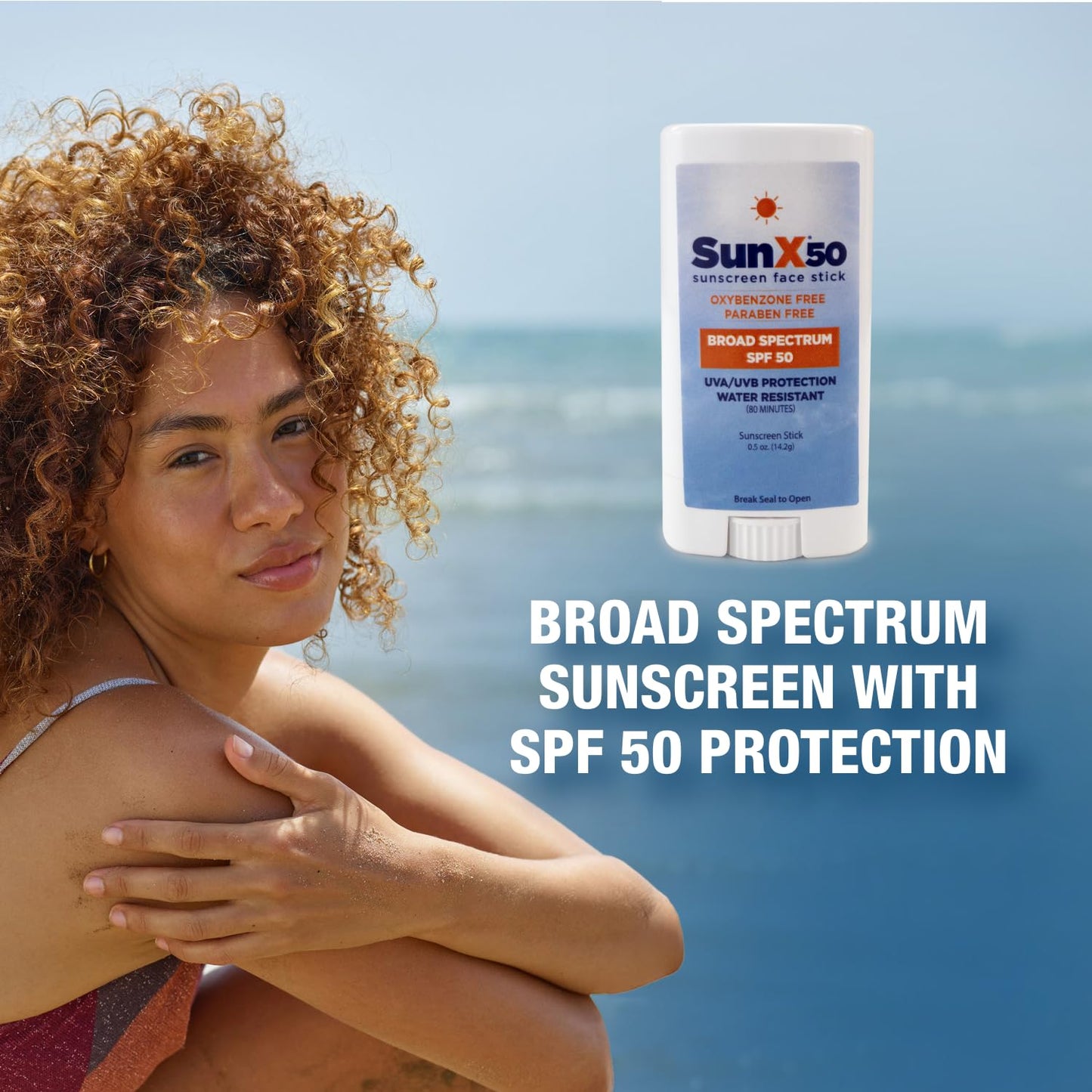 CoreTex Sun X 50 SPF Broad Spectrum Sunscreen Face Stick - 0.5oz Travel Size Stick of Paraben, Oxybenzone, Octinoxate, & Oil Free Sunscreen - No White Cast, Water & Sweat Resistant Up to 80 Minutes