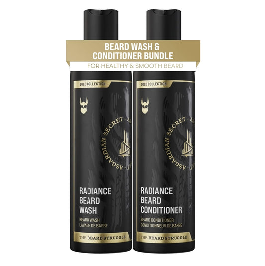 The Beard Struggle - Radiance Beard Wash & Conditioner Bundle - Gold Collection - Pack of 2, Asgardian Secret - Nourish, Cleanse, Softens, & Strengthens Beard - Beard Wash and Conditioner for Men