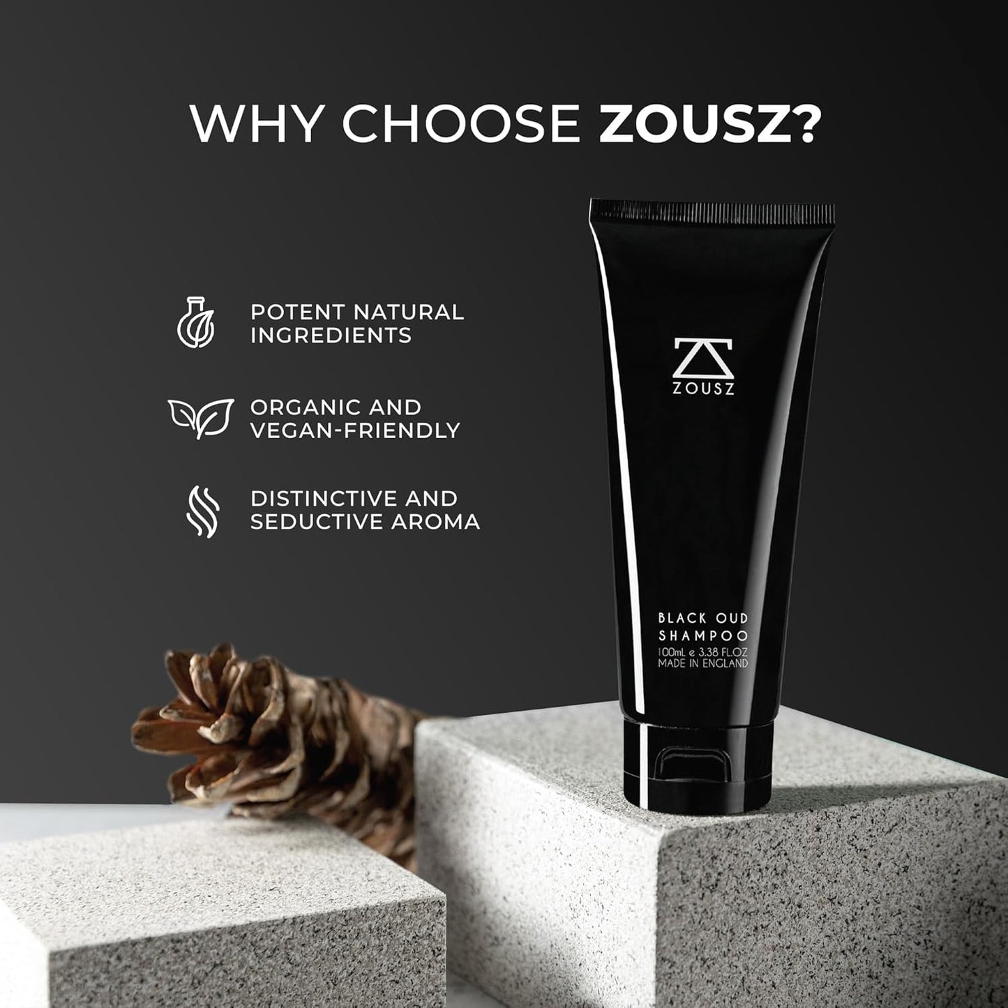 Black Oud Men's Shampoo, Hair & Beard Cleaner and Strengthener, Vegan & Hypoallergenic Shampoo , 3.38 Fl Oz Hair Shampoo & Beard Wash Kit Essential