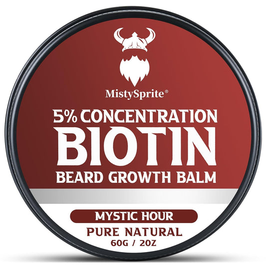 5% Concentration Biotin Beard Balm for Men & Conditioning Beard Wax - Made with Castor Oil Natural and Organic Ingredients - Hydrates & Thickens Facial Hair Growth- 2 Ounce Tin (Mystic Hour)