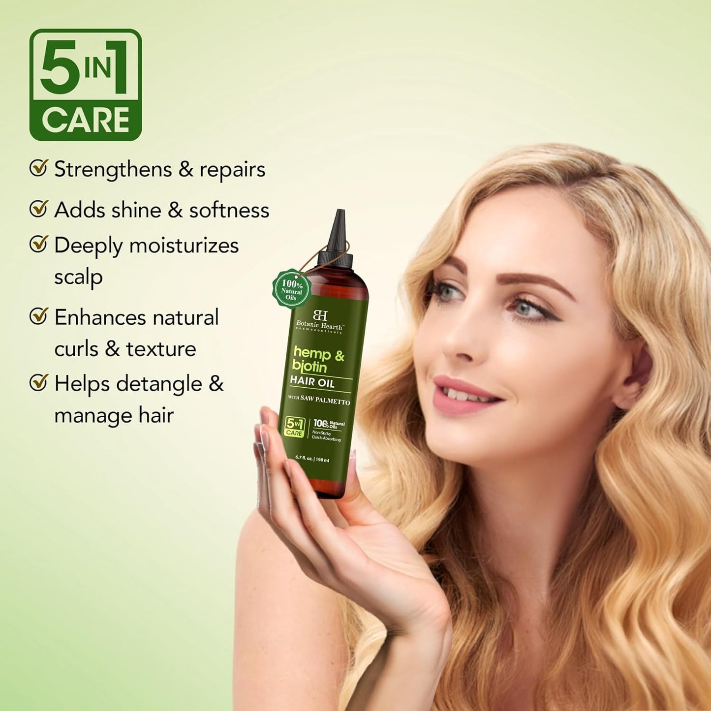 Botanic Hearth Hemp & Biotin Hair Oil (6.7 Fl Oz) |Nourishing And Strengthening Hair Treatment For Thicker, Healthier|Looking Hair | Paraben Free | Suitable For All Hair Types