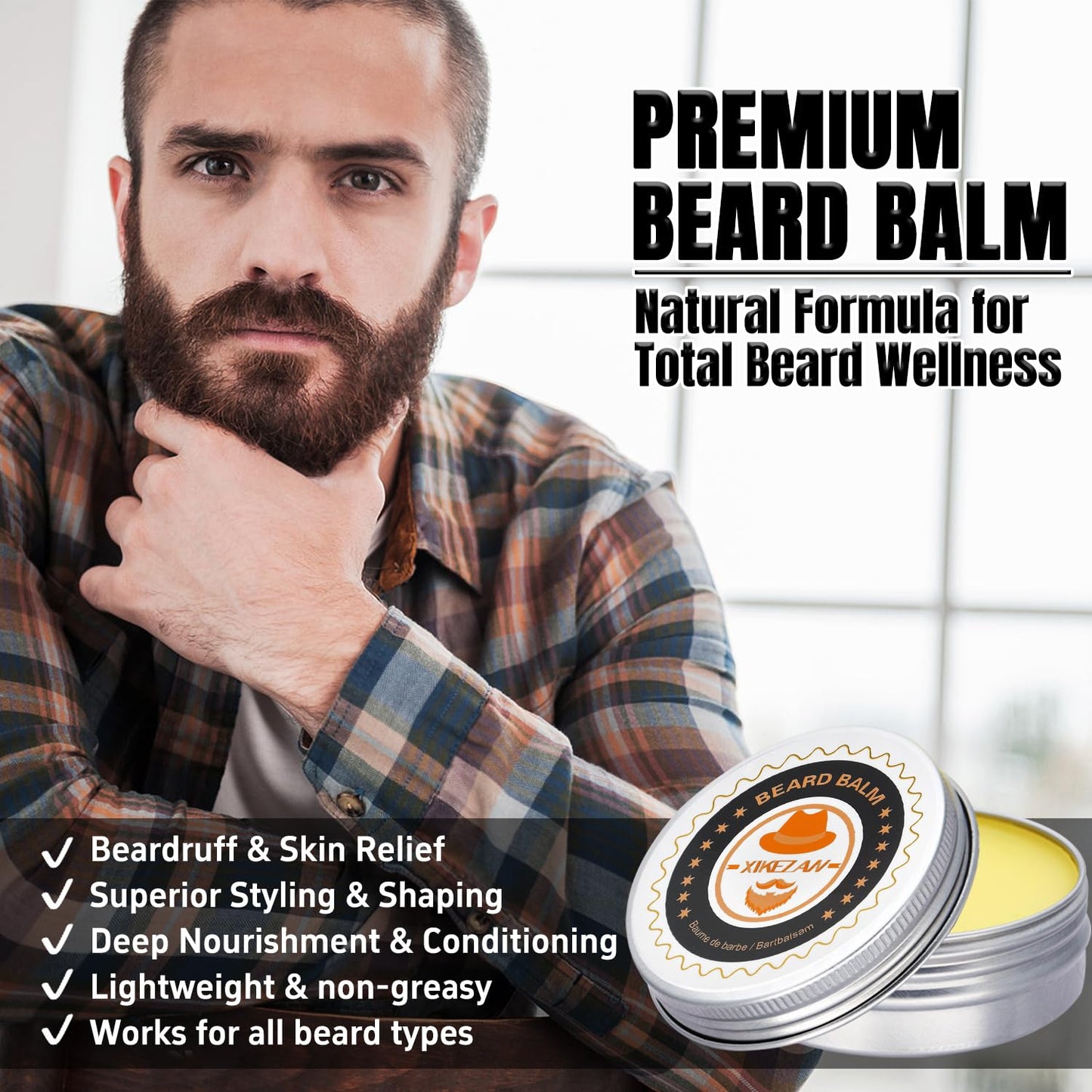 XIKEZAN Beard Kit for Men Grooming & Care w/Beard Conditioner, Wash, Oil, Balm, Brush, Comb,Birthday Fathers Valentines Gifts for Men Him Dad Husband Boyfriend Christmas Gifts Mens Stocking Stuffers