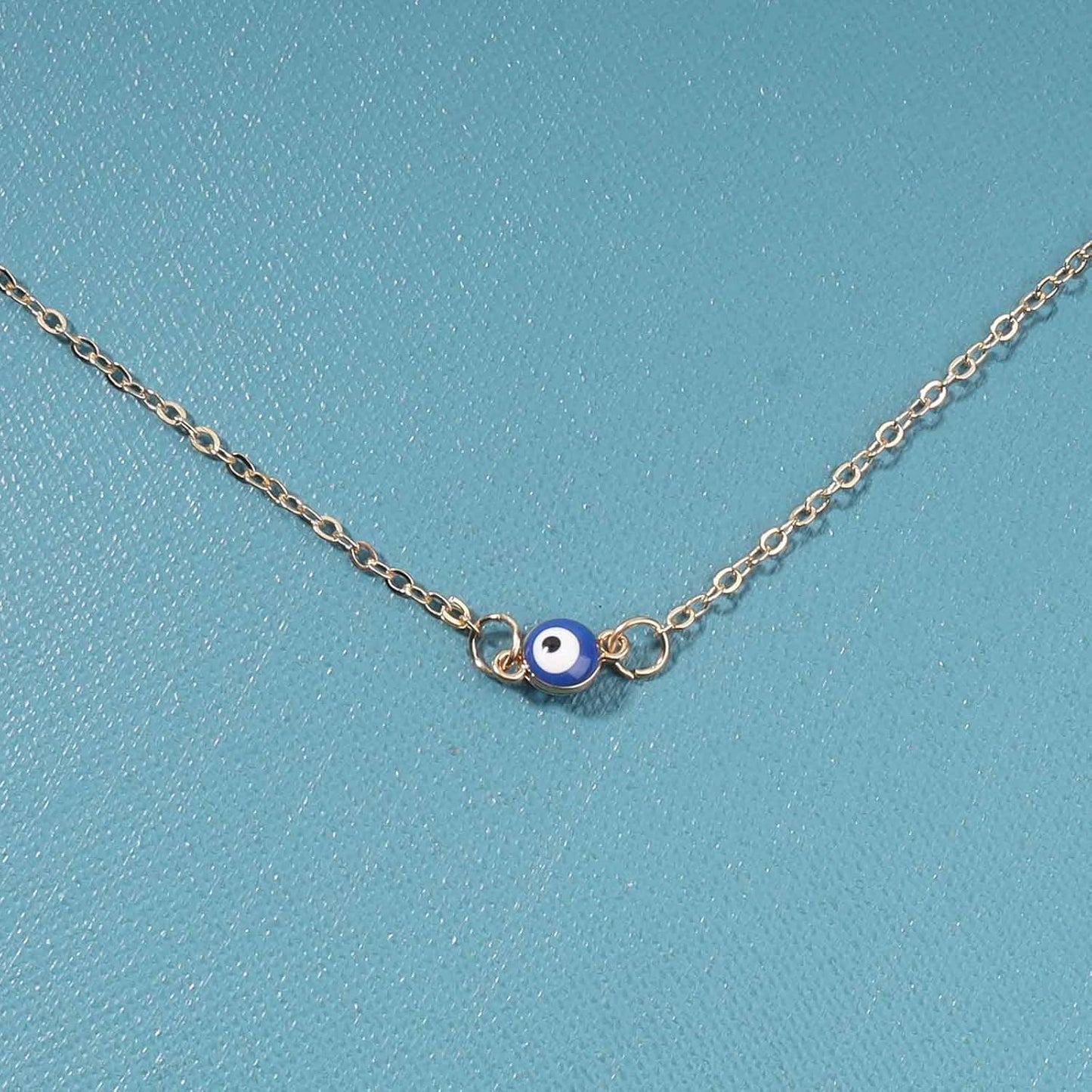 Boho Evil Eye Choker Necklace Blue Eye Pendant Necklace Minimal Gold Chain Necklace Lucky Eye Necklace Amulet Chain Jewelry for Women and Girls
