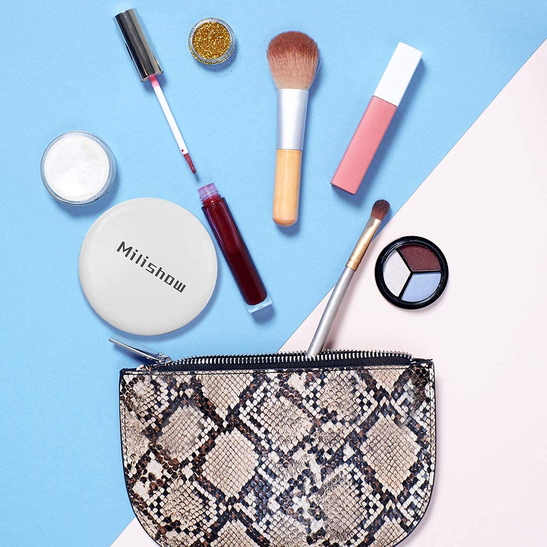 Compact Mirror with LED Light,1x/10x Magnifying Rechargeable Mirror,3.5in, Dimmable Travel Mirror for Purse,Pocket,Handheld 2-Sided Makeup Mirror