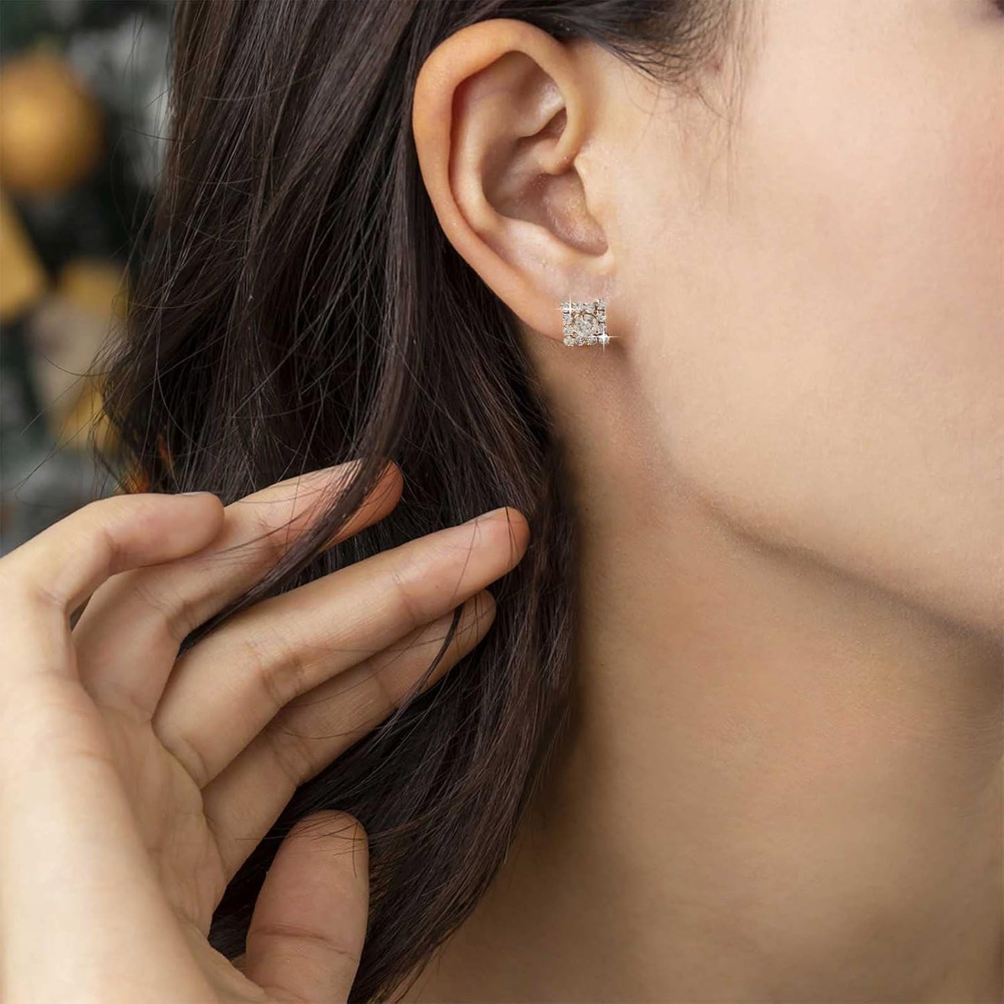 Vintage Crystal Square Earrings Rhinestone Square Stud Earrings Gold Cz Square Earrings Geometric Square Earrings Jewelry for Women