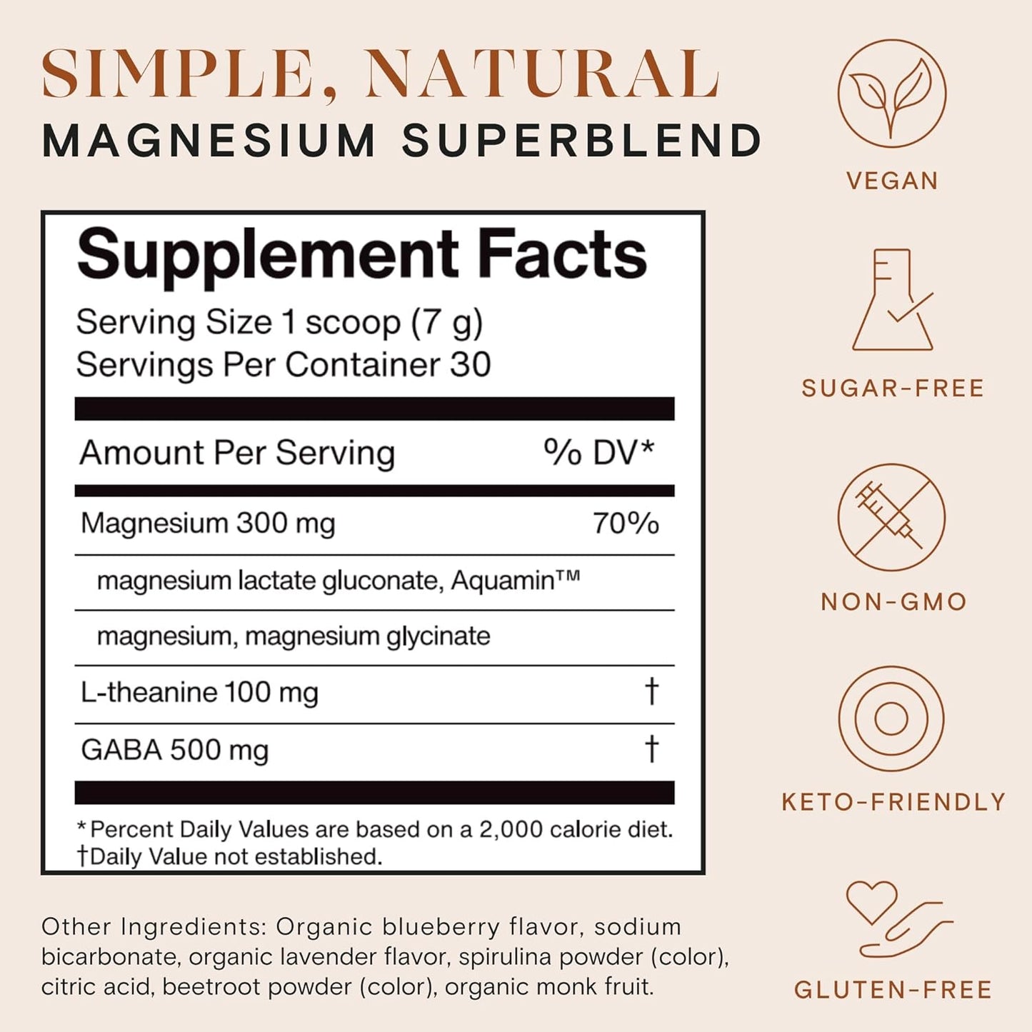 mellö Magnesium Supplement Superblend Powder - Magnesium Glycinate with L-Theanine, GABA, and 70 Trace Minerals - Supports Sleep, Relaxation, Balanced Energy - Unflavored, 30 Servings