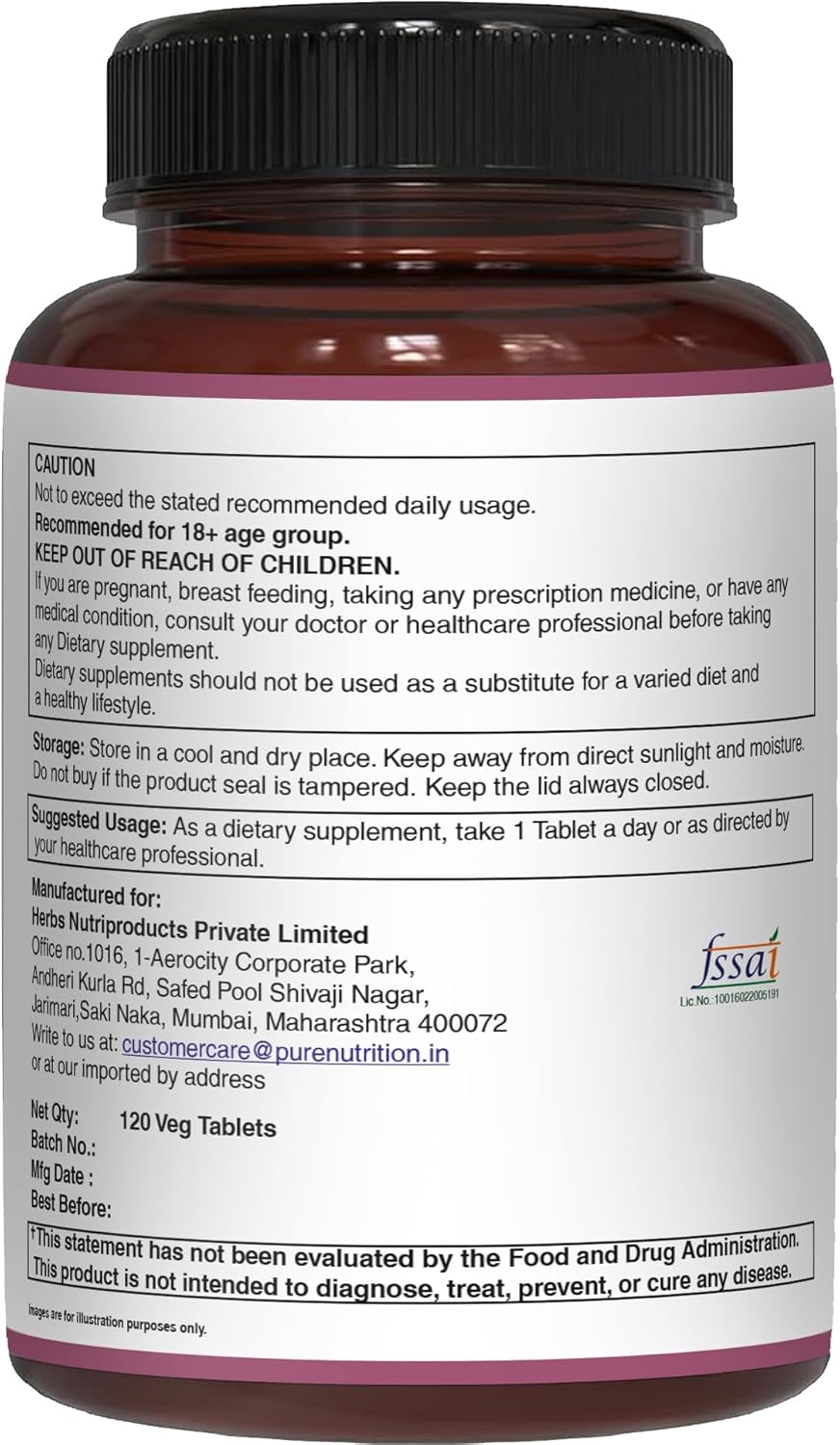 Pure Nutrition Biotin 10000mcg with Sesbania, Bamboo & Amla Extract | 120 Tabs | Natural Biotin 10000mcg Supplement | Non GMO | Gluten Free