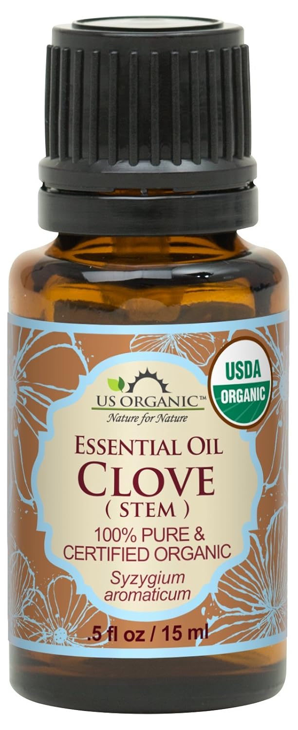 US Organic 100% Pure Clove Stem Essential Oil - USDA Certified Organic, Steam Distilled (15 ml)