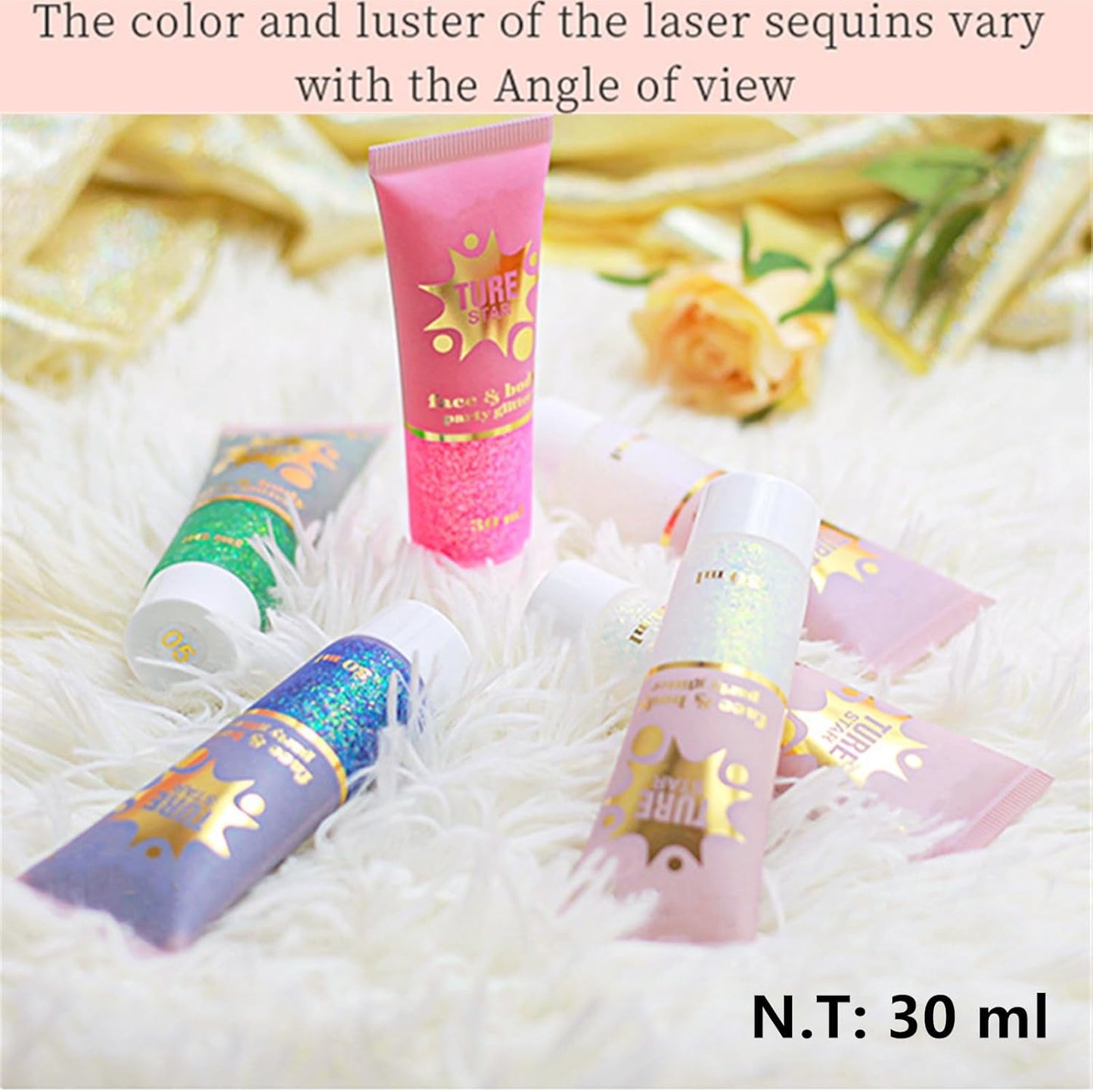 Go Ho Chameleon Light Purple Body Glitter Gel,Color Changing Light Purple Face Glitter,Holographic Fine Chunky Sequins Glitters,Reflective Sparkly Festival Rave Accessories