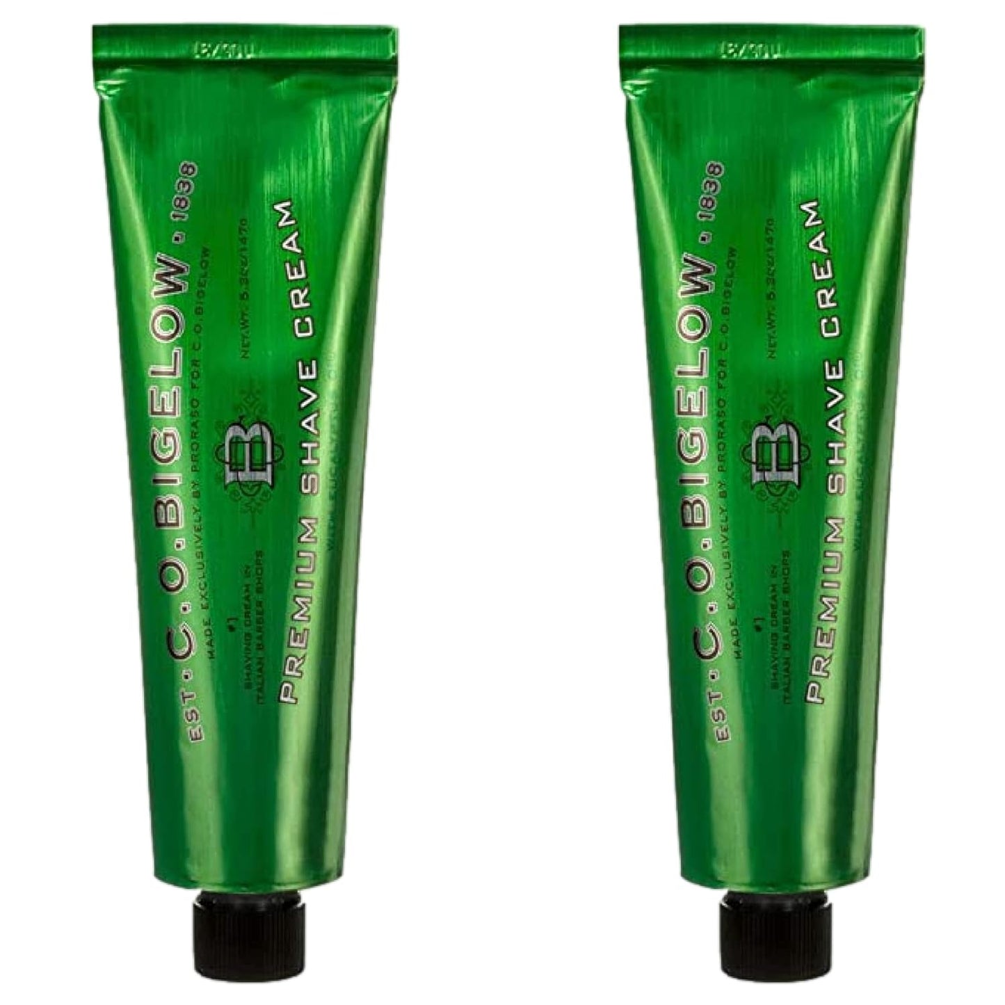 C.O. Bigelow Shaving Cream, 2 Pack of 5.2 oz Mens Shaving Cream with Eucalyptus Oil for Sensitive Skin & All Skin Types