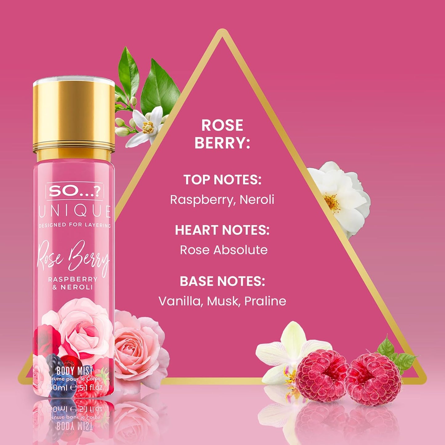 So…?...? Unique Rose Berry Body Mist - Floral, Fruity Body Spray for Women - Perfume for Women with Rose, Vanilla, Musk Notes - Gifts for Women - 5.1 oz, Cranberry