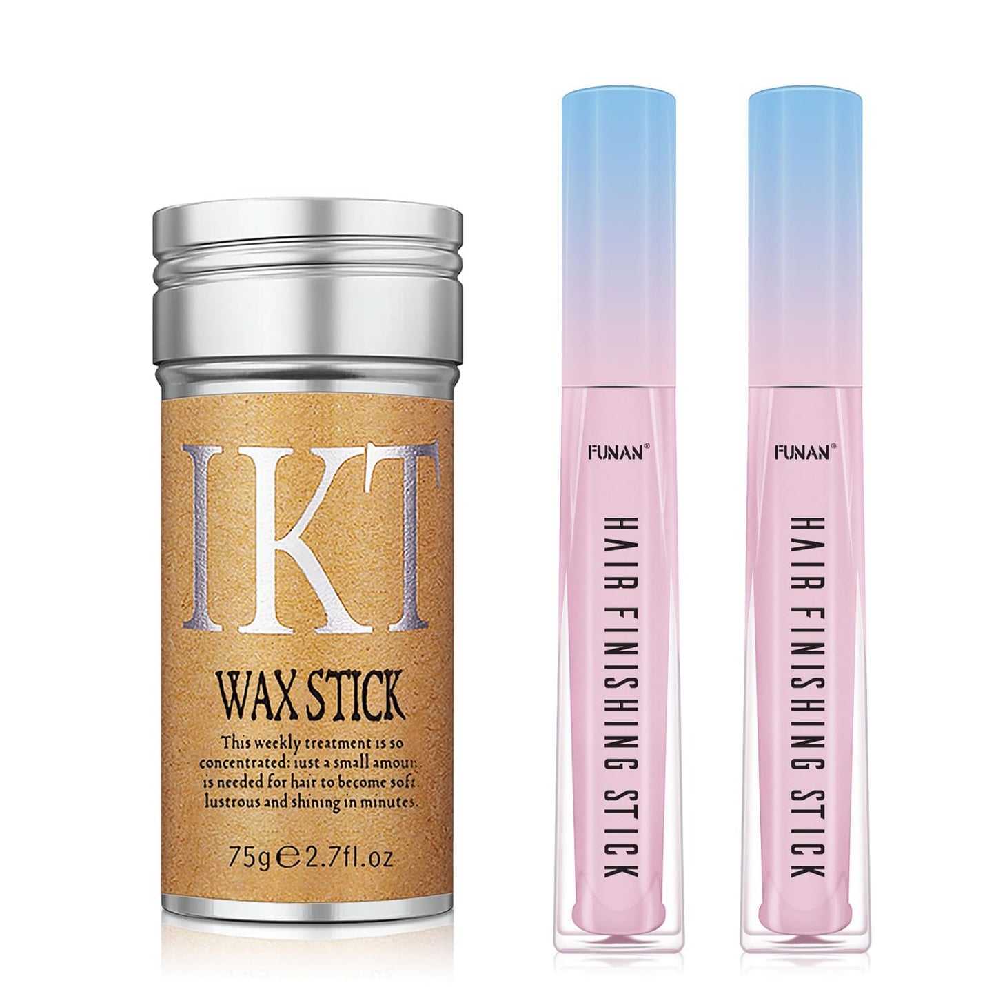 Hair Wax Stick Set (3 Pcs) - Edge Control, Styling Stick for Baby Hair and Wigs, Frizz-Fixing for Slick Finish